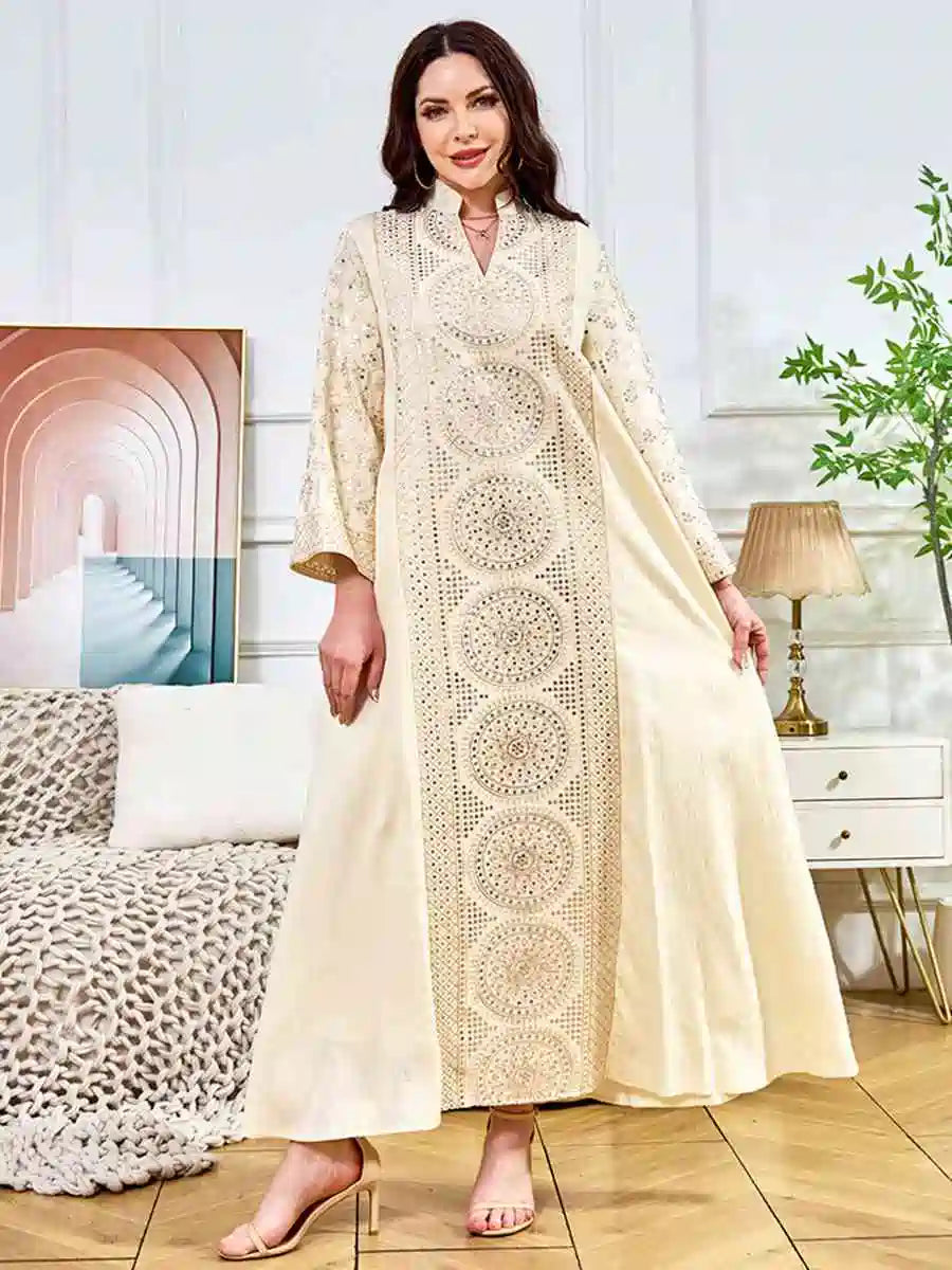 Elegant Eid Sequins Middle East Arab Caftan Kaftan Dress for Women - Traditional Islamic Party Wear #25397 | Perfect for Eid Celebrations, Weddings & Special Occasions