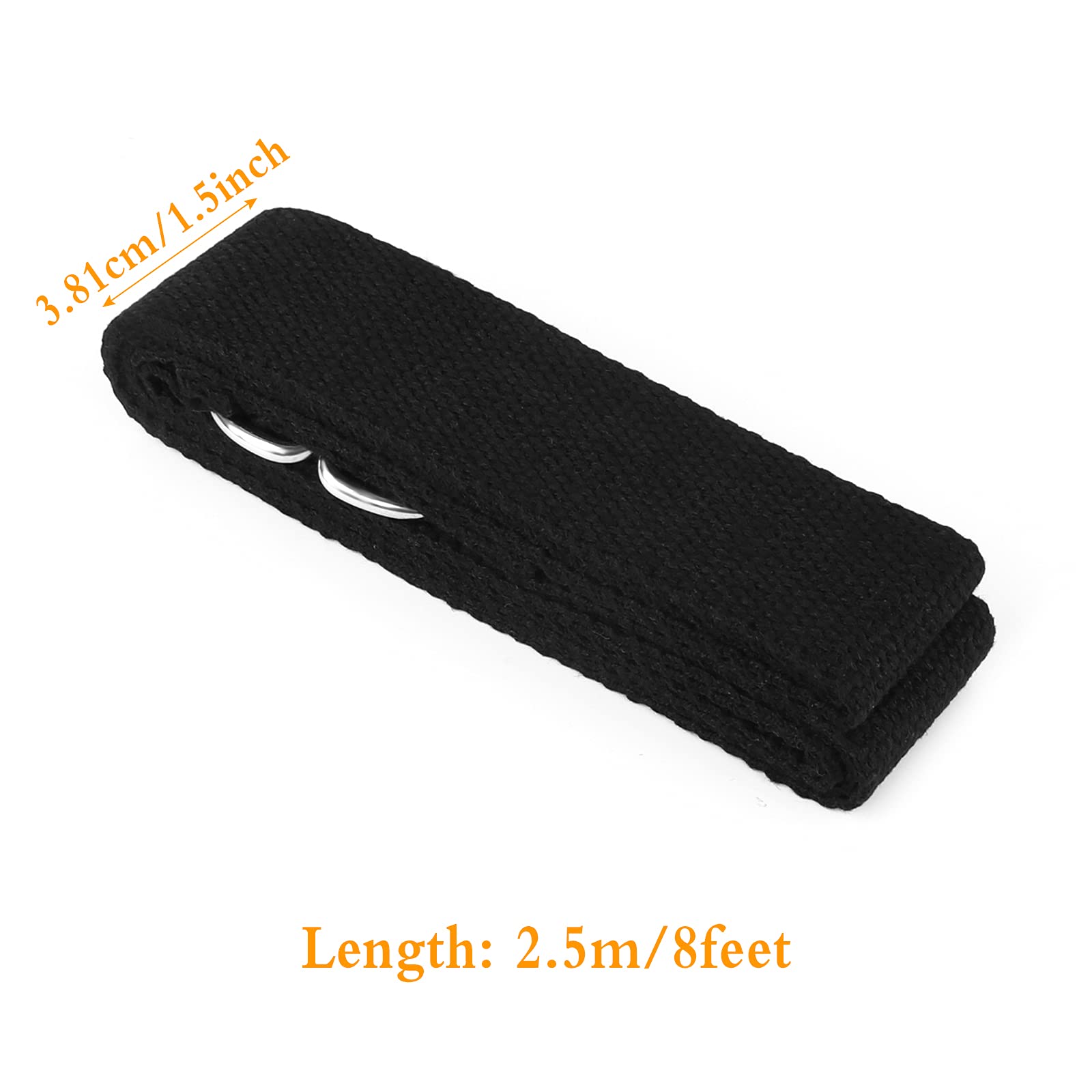 4-Piece 8FT Cotton Yoga Straps with Anti-Slip Design & Adjustable D-Ring Buckles - Perfect for Yoga, Pilates, Stretching & Gym Workouts - Ideal for Home Fitness, Studio Practice & Physical Therapy Exercises