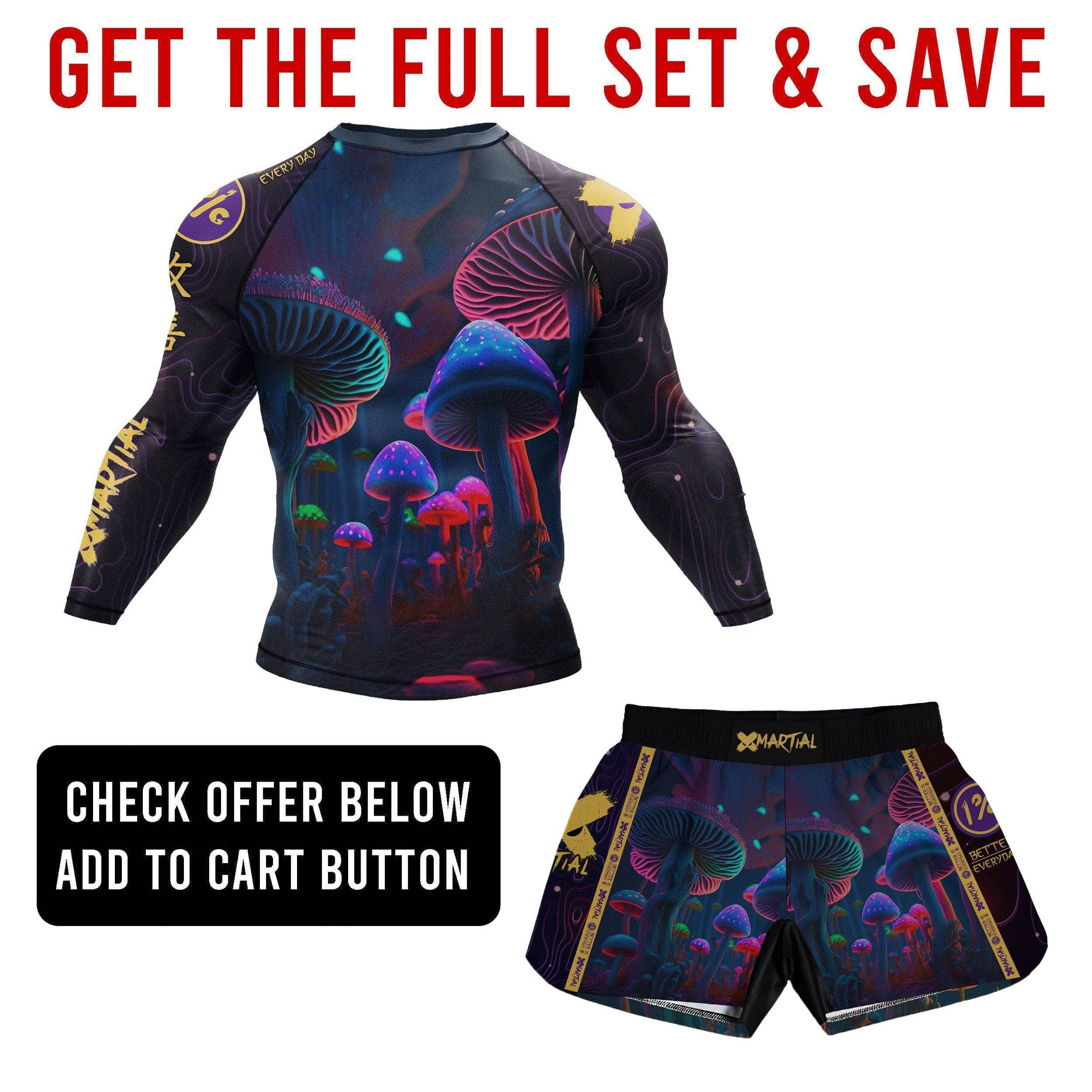 Indigo Mushroom 2.0 Hybrid Grappling Shorts - Premium MMA & BJJ Training Shorts for Men - Perfect for Brazilian Jiu-Jitsu, Wrestling & Combat Sports