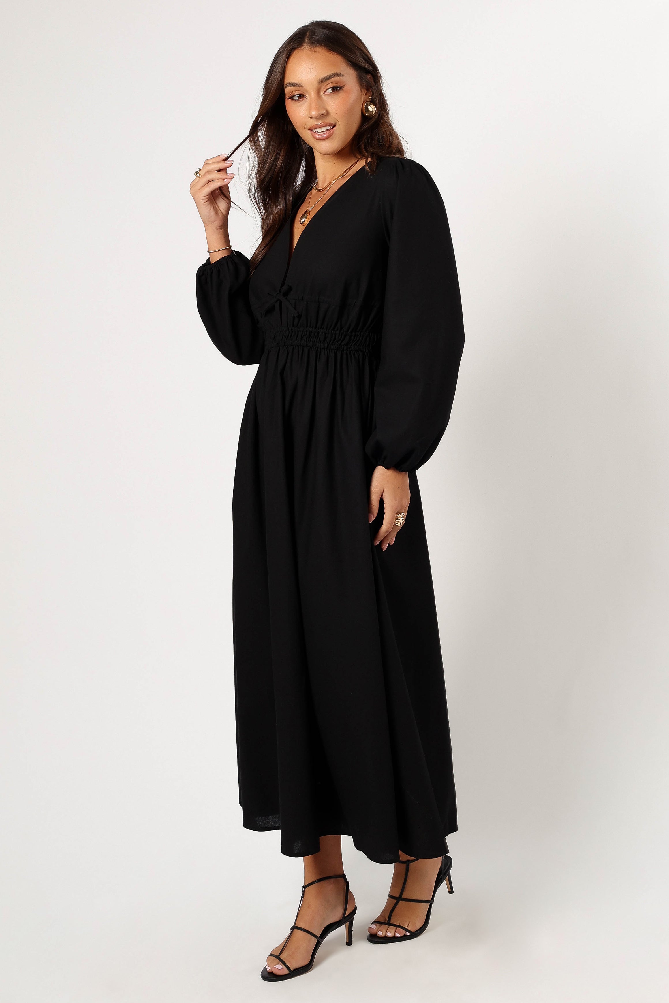 Elegant Cece Long Sleeve Maxi Dress in Black - Perfect for Weddings, Parties & Fall Fashion