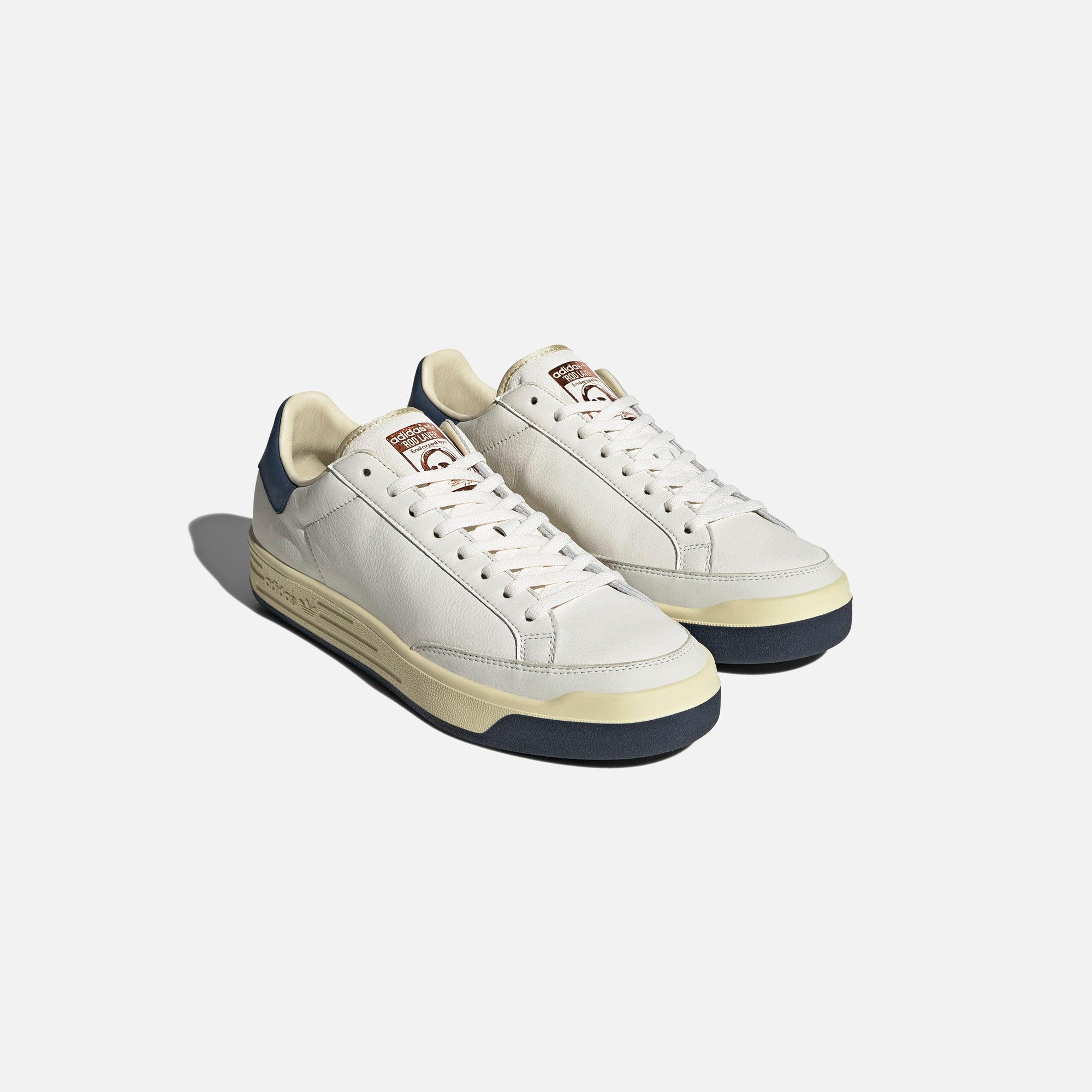 Adidas Consortium Rod Laver Lux Leather Sneakers - White & Collegiate Navy Men's Tennis Shoes | Perfect for Casual Wear, Gym & Street Style Fashion