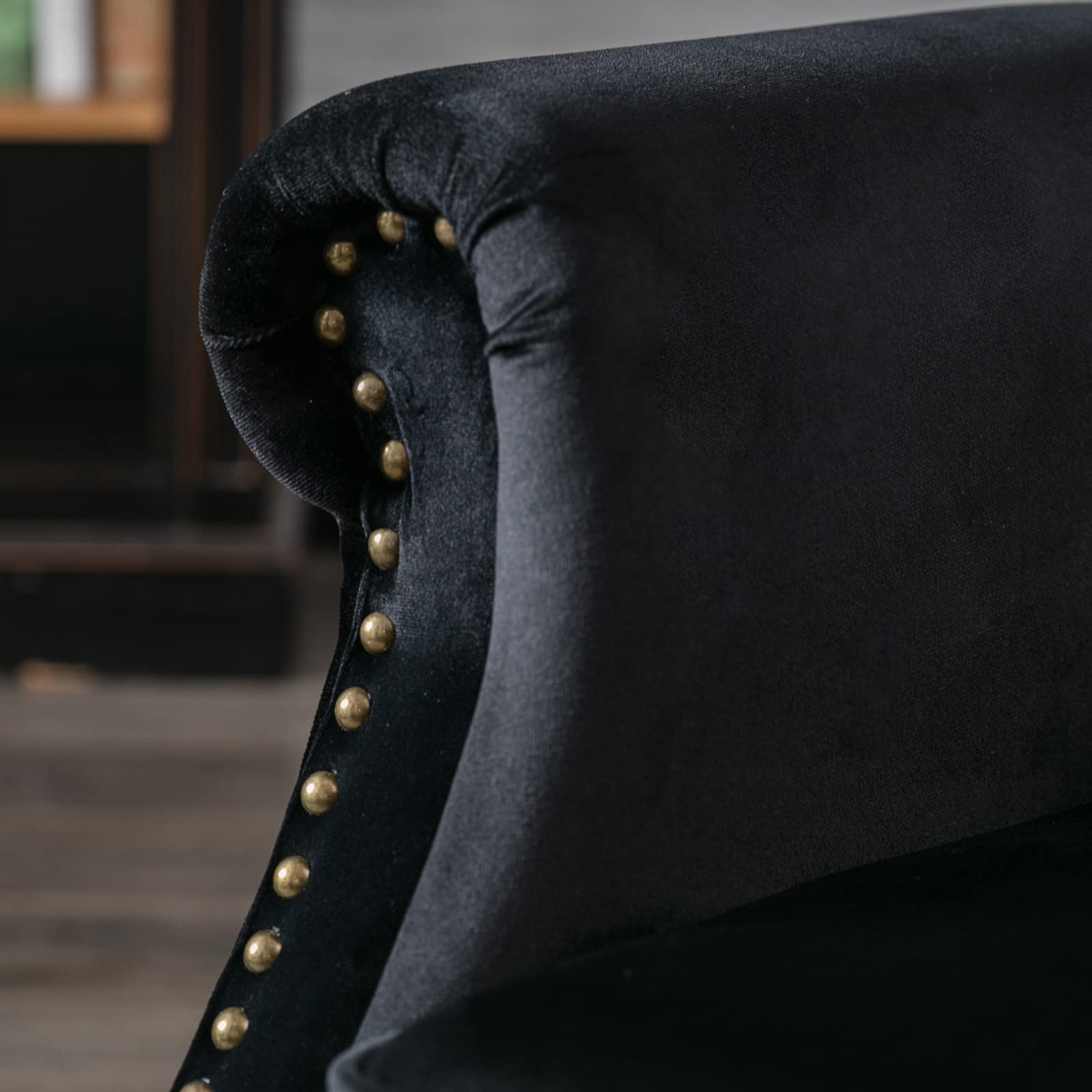 Midcentury Modern Accent Reading Arm Chairs Set of 2 - Velvet Black Wingback Club Chairs with Button Tufted Back & Lumbar Pillow for Living Room, Bedroom or Office Waiting Area - Perfect for Reading Nooks, Lounge Spaces and Cozy Corners