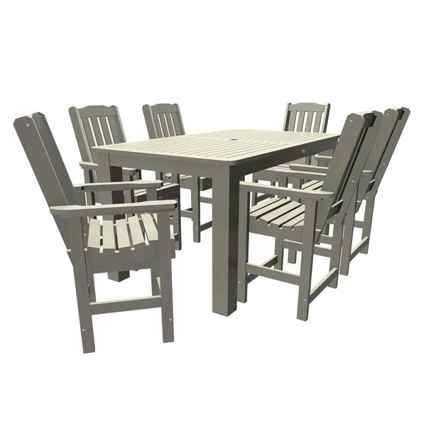 Lehigh 7-Piece Rectangular Counter Height Outdoor Dining Set - Patio, Garden, Backyard Furniture for Dining & Entertaining