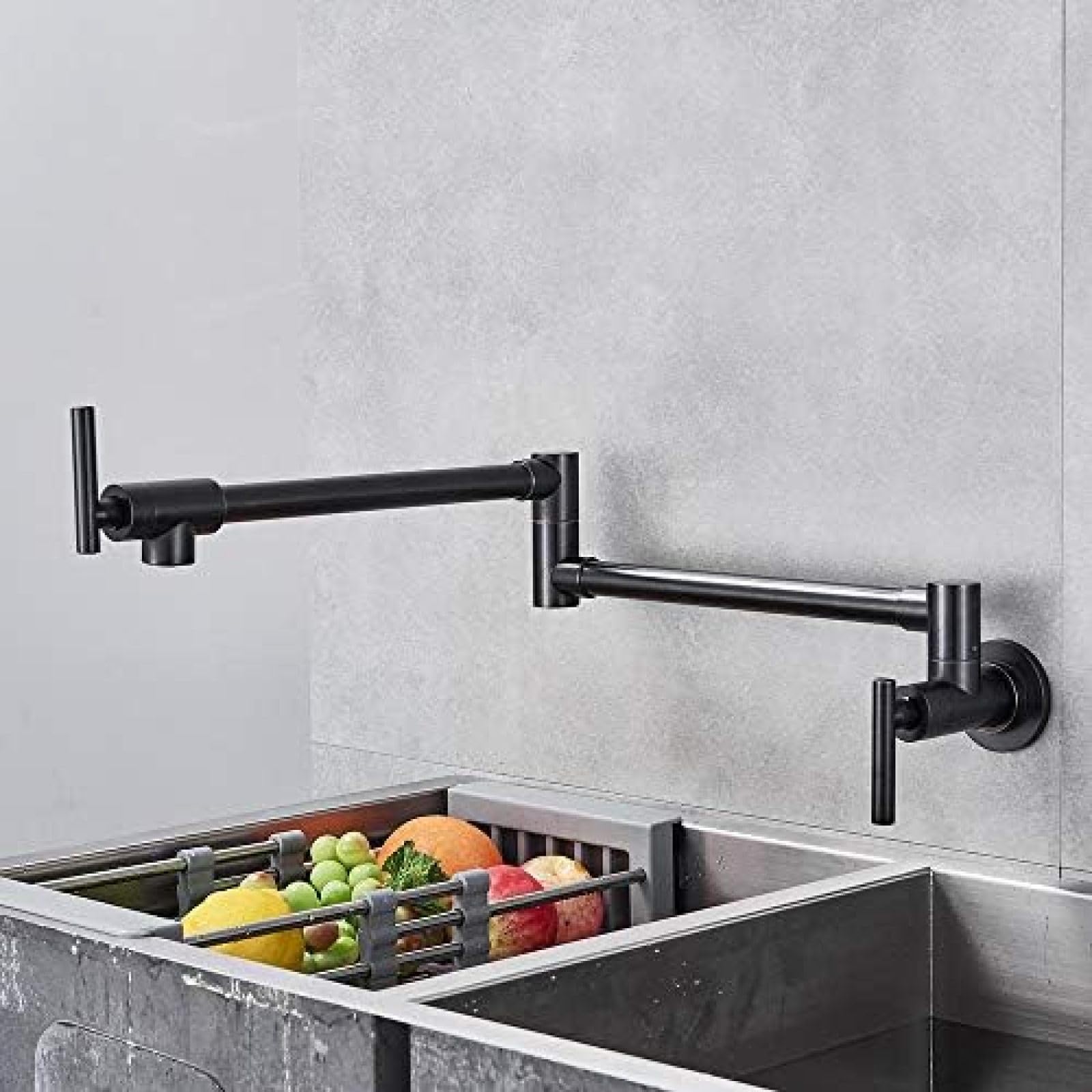 CRJUS Black Bronze Pull Out Kitchen Faucet with Swivel Spout - Wall Mounted Single Handle Cold Water Mixer Tap for Bathroom & Kitchen Sink - Perfect for Modern Home, RV, and Small Space Installations