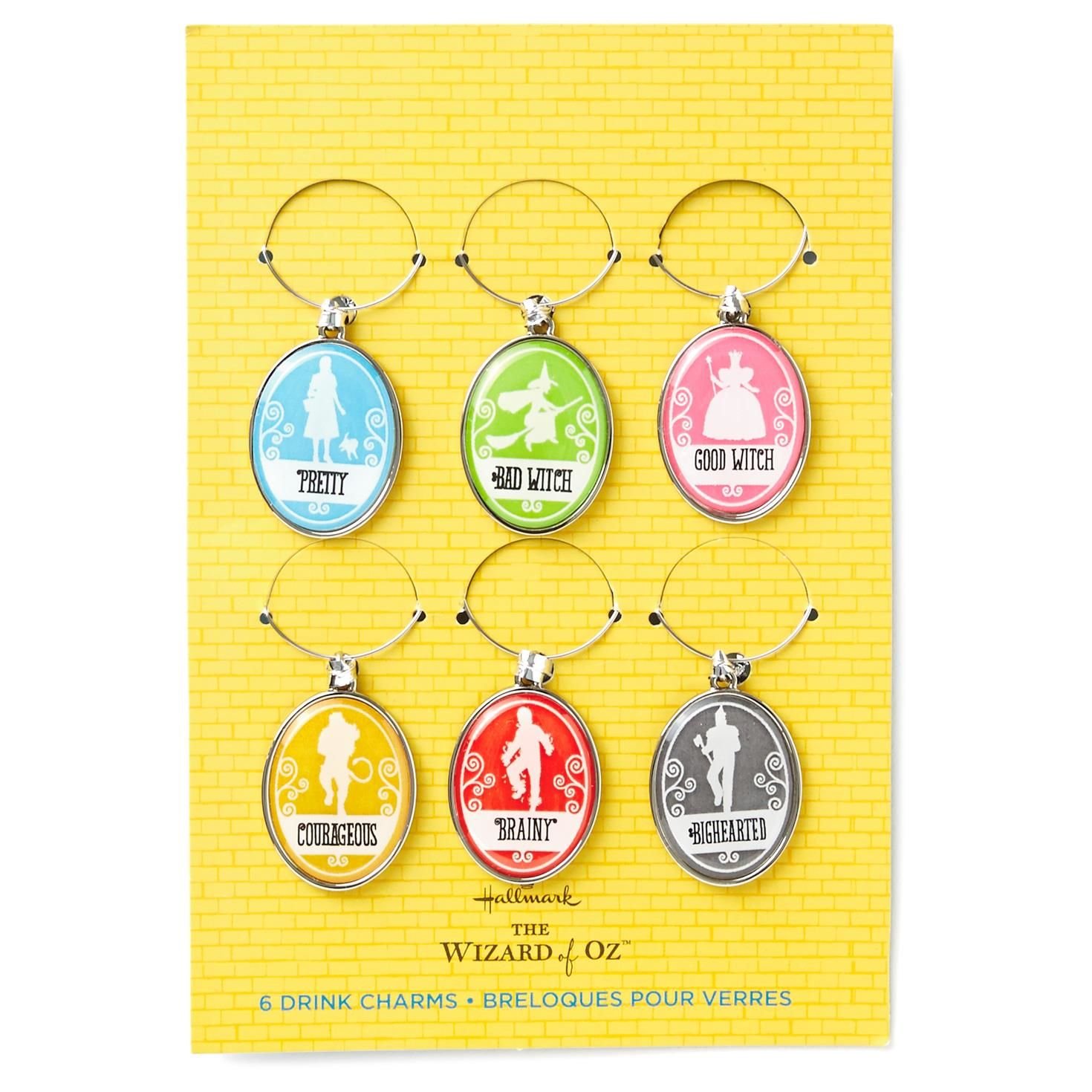 The Wizard of Oz Wine Glass Charms Set - 6-Piece Kitchen Accessories for Parties, Weddings & Home Decor