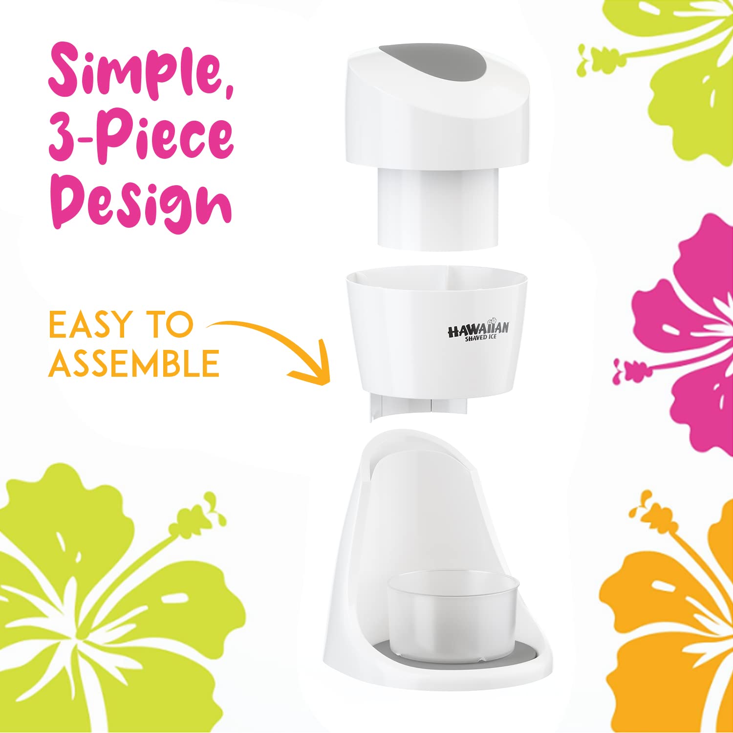 Premium Hawaiian Shaved Ice Machine S900A - Electric Snow Cone Maker with 2 Reusable Ice Molds, Non-Slip Base & 1-Year Warranty (120V, White) - Perfect for Home Parties, Summer Treats & Small Business Use
