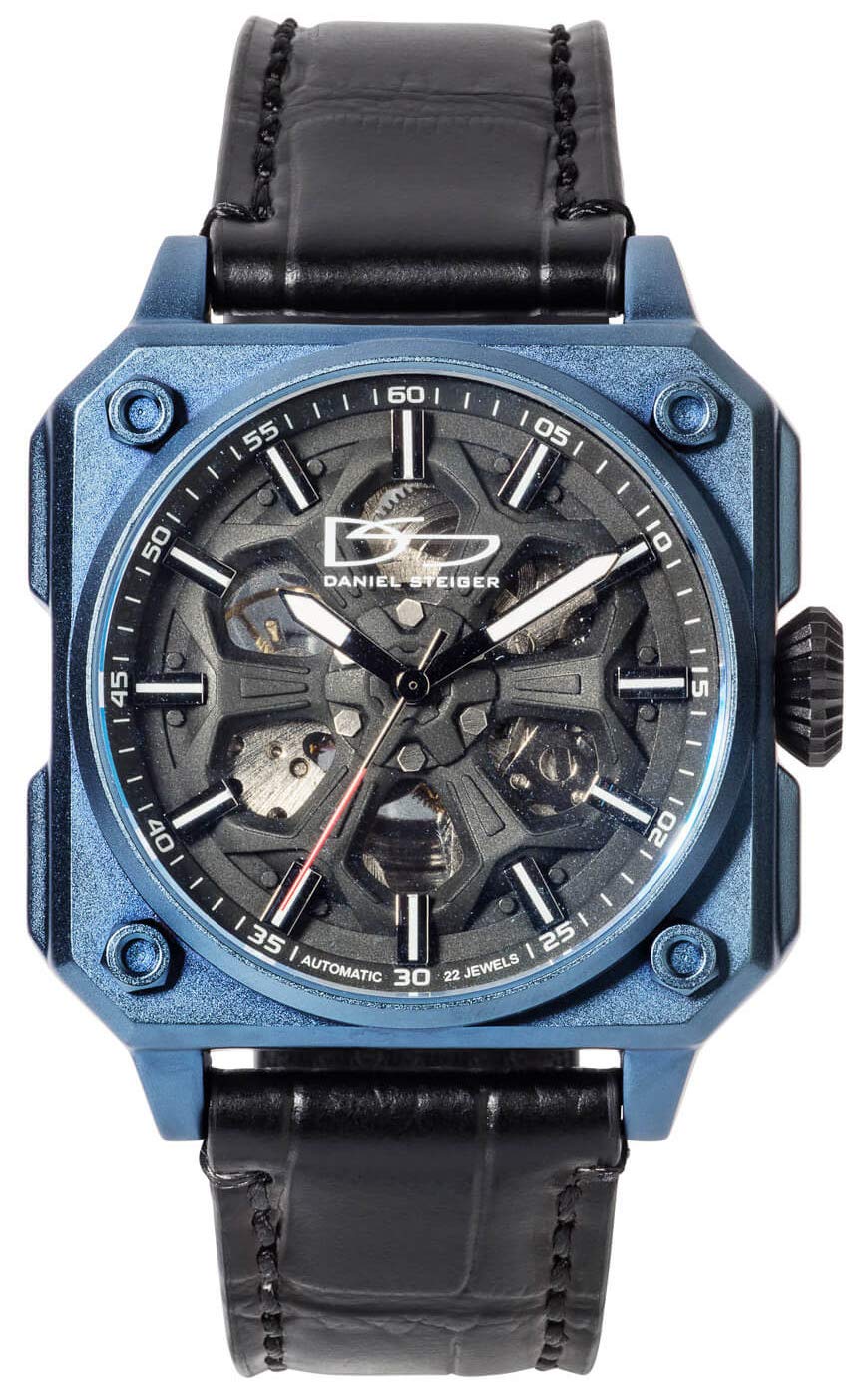 Daniel Steiger Vortex Men's Automatic Watch - Luxury Skeleton Dial Crocodile Leather Band Self-Winding Mechanical Timepiece - Perfect for Business, Formal Events & Gift Giving