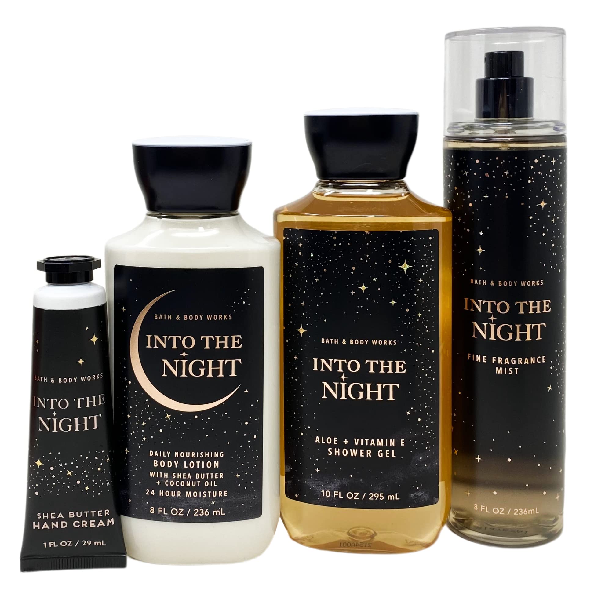 Bath & Body Works Into The Night Deluxe Gift Set - Fragrance Mist, Shower Gel, Body Lotion & Hand Cream with Charcoal Scrub Bar Soap (Full Size) - Perfect for Self-Care, Spa Nights & Luxurious Gifting