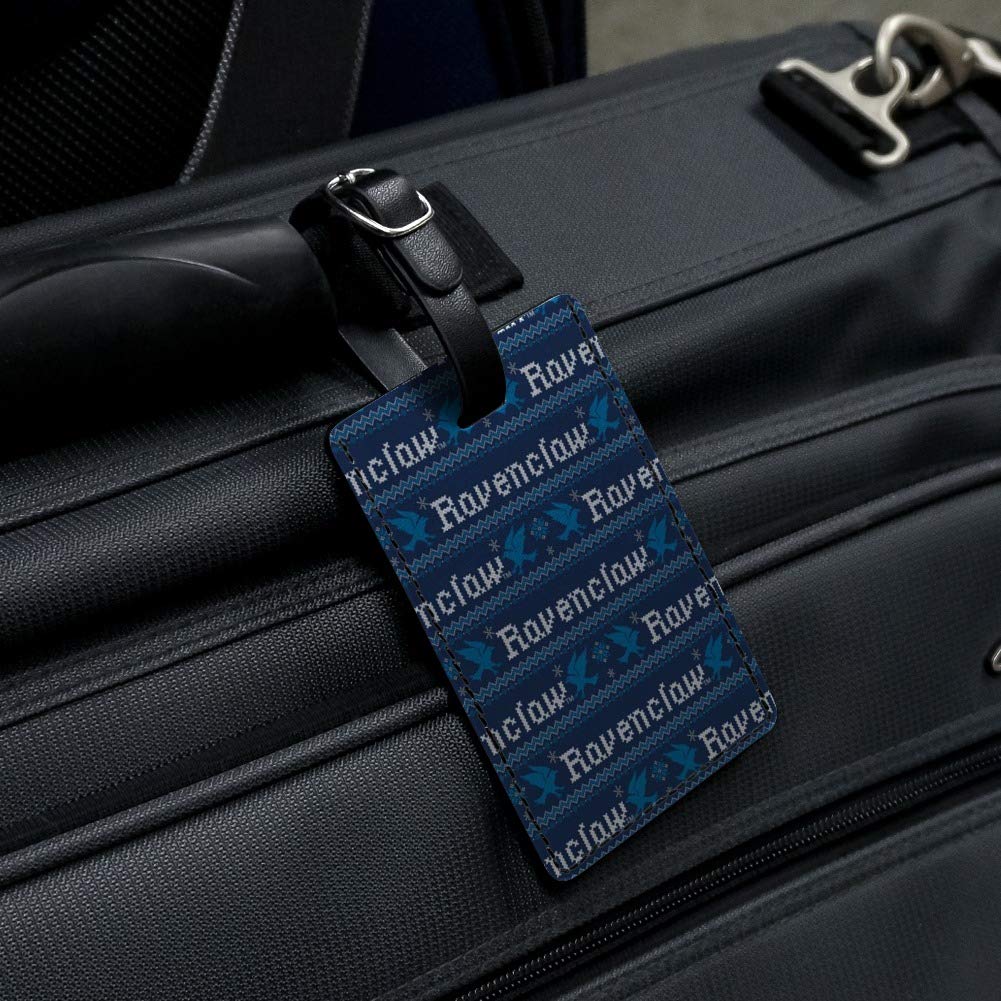 Harry Potter Ravenclaw Sweater Inspired Leather Luggage Tag - Personalized ID Card Holder for Travel Bags, Suitcases & Backpacks | Perfect Gift for Potterheads & Travel Enthusiasts