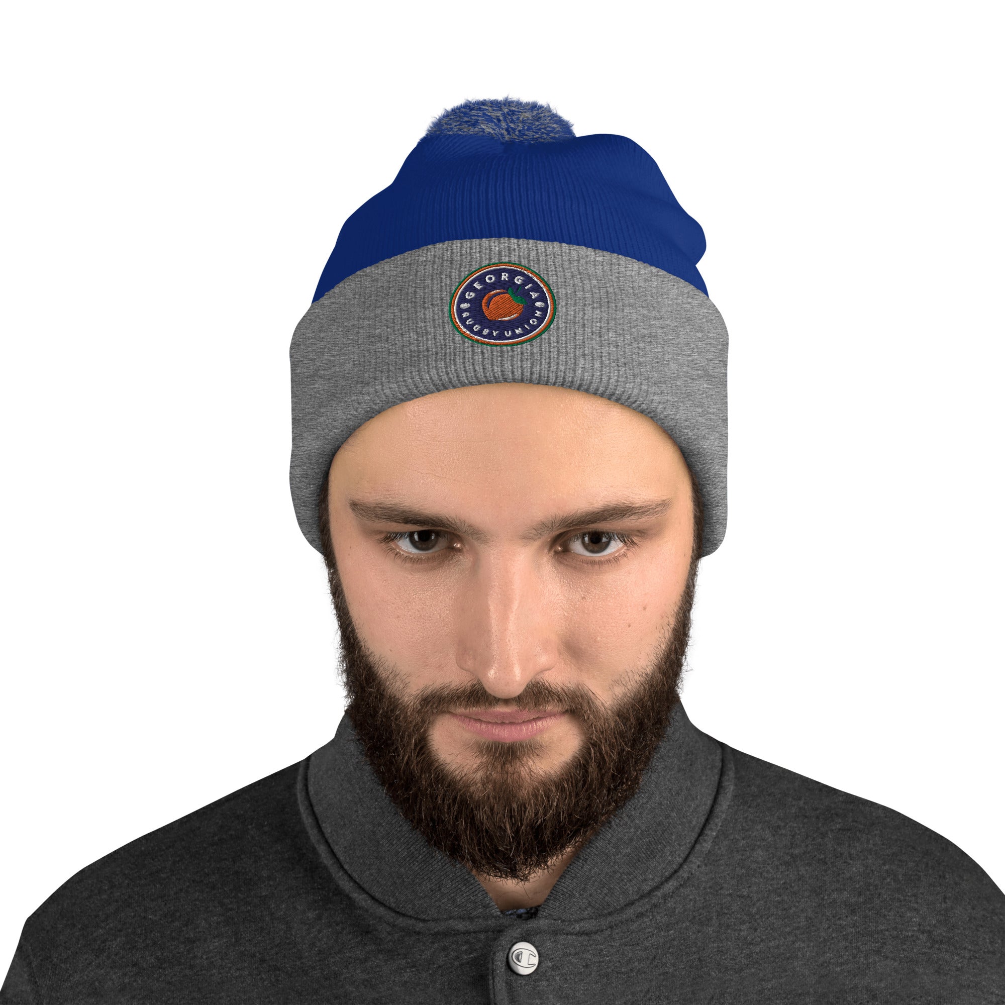 Georgia Rugby Union Winter Pom Pom Beanie Hat - Warm Knit Skull Cap for Men & Women - Perfect for Rugby Games, Outdoor Sports & Cold Weather
