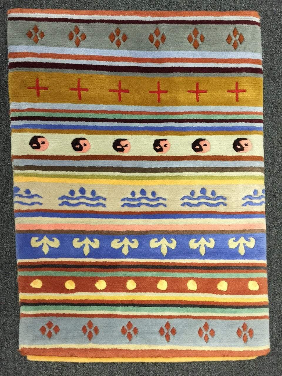 Handmade 60 Knot Chuba Style Tibetan Rug - Authentic Tibetan Wool Carpet for Home Decor, Living Room, Bedroom & Meditation Space