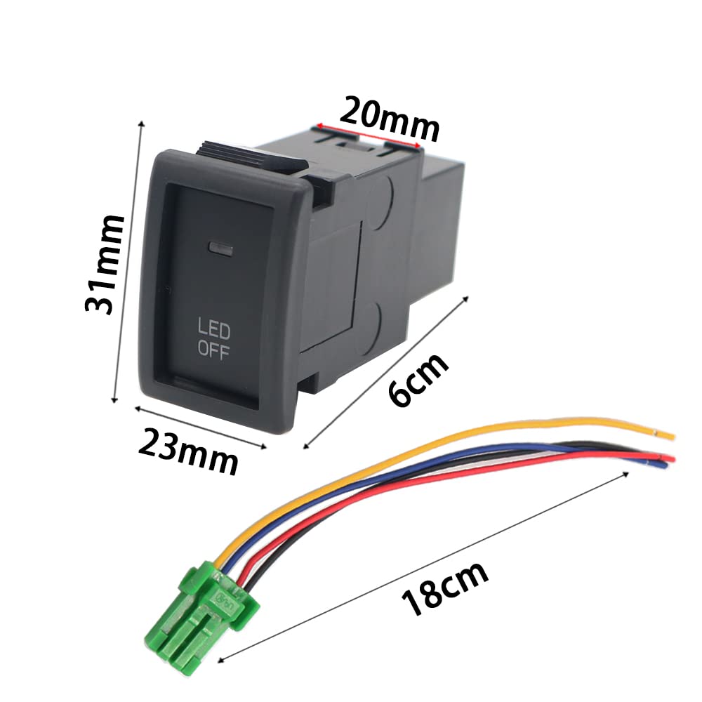 YSY 1Pcs Dual Push On Off Switch Button with LED Light Bar - Fog Light Switch Connecting Wire Car Accessories for Suzuki (TS-17) - Perfect for Off-Road, Truck & SUV Lighting Upgrades