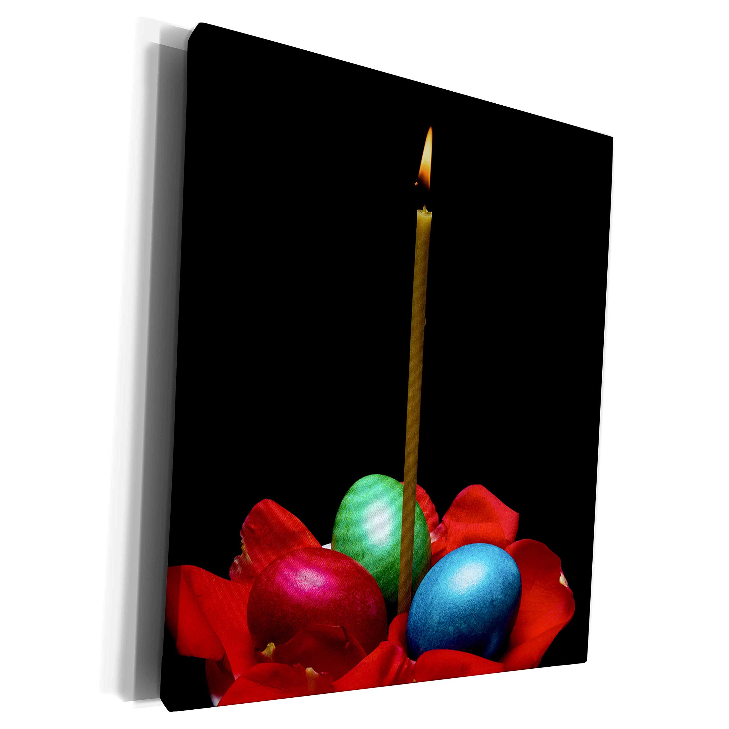3dRose Easter Eggs & Burning Wax Candle Art Print - Premium Museum Grade Canvas Wrap Wall Decor (cw_265480_1) - Perfect for Easter Home Decor, Holiday Gifts & Living Room Wall Art