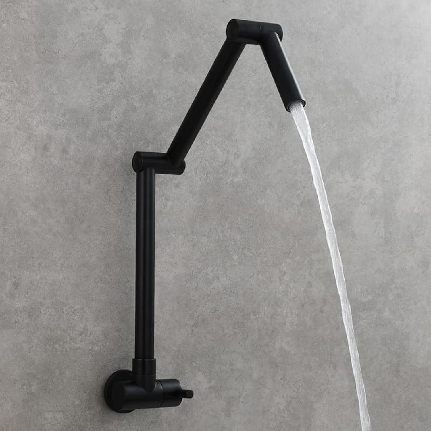 Premium Matte Black Solid Brass Wall Mounted Folding Kitchen Faucet - Double Switch, Stretchable Design for Modern Sinks | Ideal for Small Kitchens, RVs & Outdoor Use