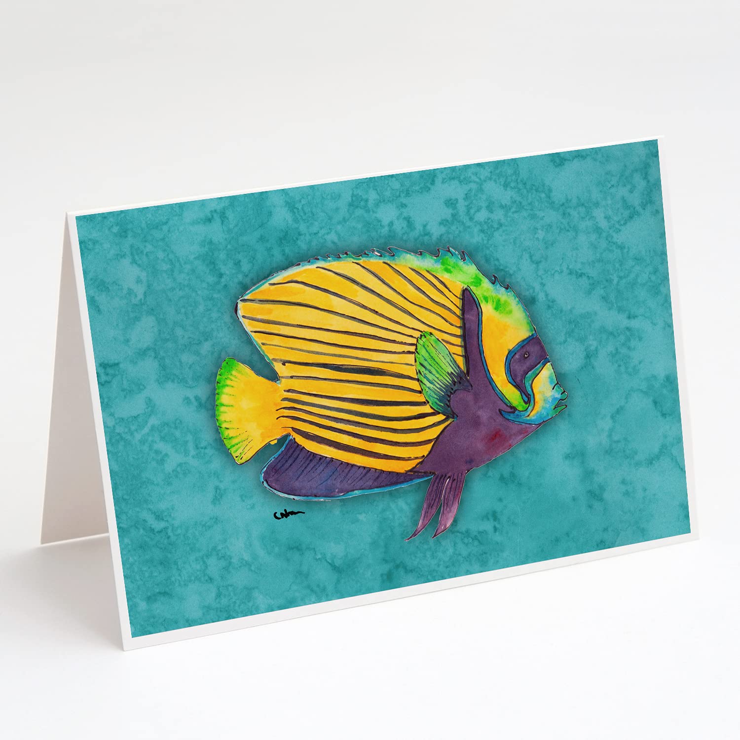 Caroline's Treasures 8674GCA7P Tropical Fish Greeting Cards - Pack of 8 Blank A7 Note Cards (5x7 inches) with Envelopes | Whimsical Underwater Theme | Perfect for Birthday Wishes, Thank You Notes & Special Occasions
