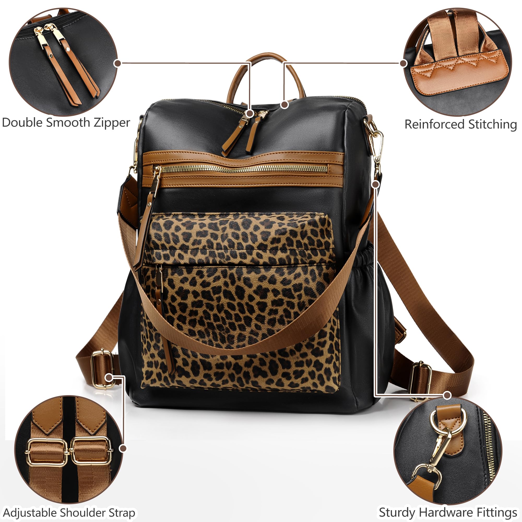 Dora & Liz Women's Leather Backpack Purse - Stylish Designer Shoulder Bag for Travel, Work & Daily Use | Fashionable Ladies Handbag for Commuting, Shopping & Weekend Outings