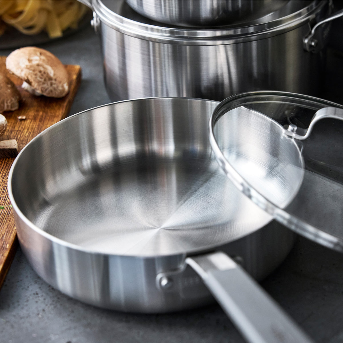 Bobby Flay by GreenPan Stainless Steel 12-Piece Cookware Set - PFAS-Free, Nonstick, Uncoated | Perfect for Healthy Cooking, Frying & Baking in Modern Kitchens