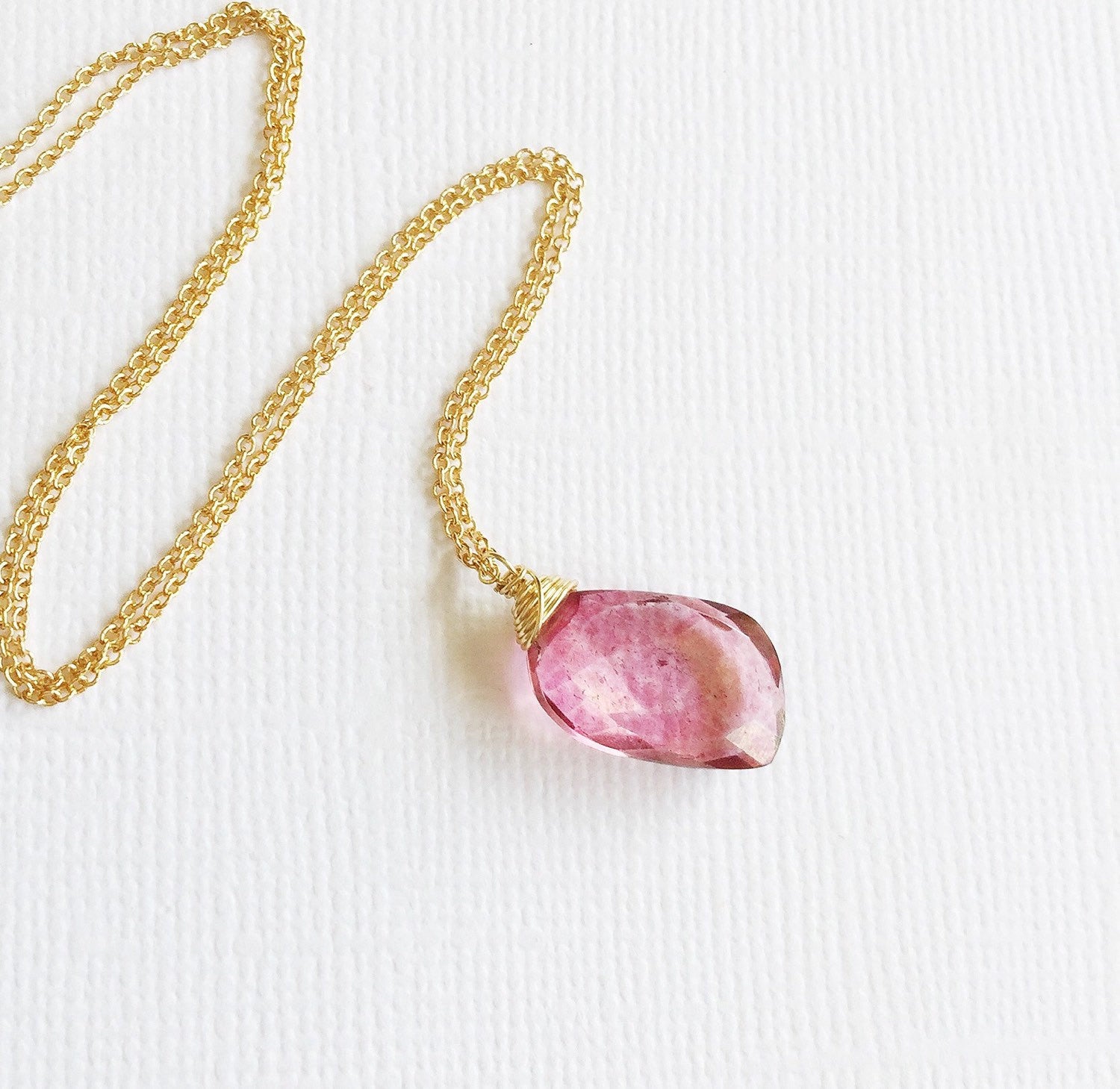 Yazmin Pink Quartz Necklace (N187) - Elegant Crystal Jewelry for Women, Perfect Gift for Valentine's Day, Anniversary & Special Occasions
