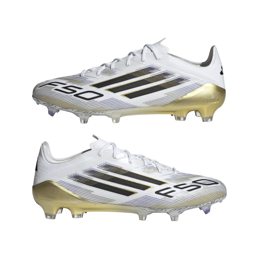 Adidas F50 Elite FG Soccer Cleats for Men - White/Black/Metallic Gold Football Shoes - Perfect for Professional Matches & Training Sessions