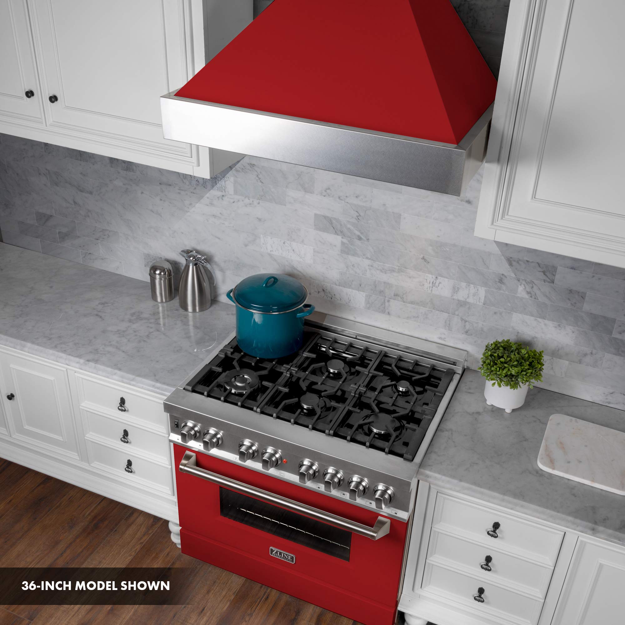 ZLINE 30 Inch 4.0 Cu Ft Dual Fuel Range - 4 Burner Gas Cooktop & Electric Convection Oven - DuraSnow Stainless Steel with Red Matte Door (RAS-RM-30) - Perfect for Modern Kitchens & Professional Cooking