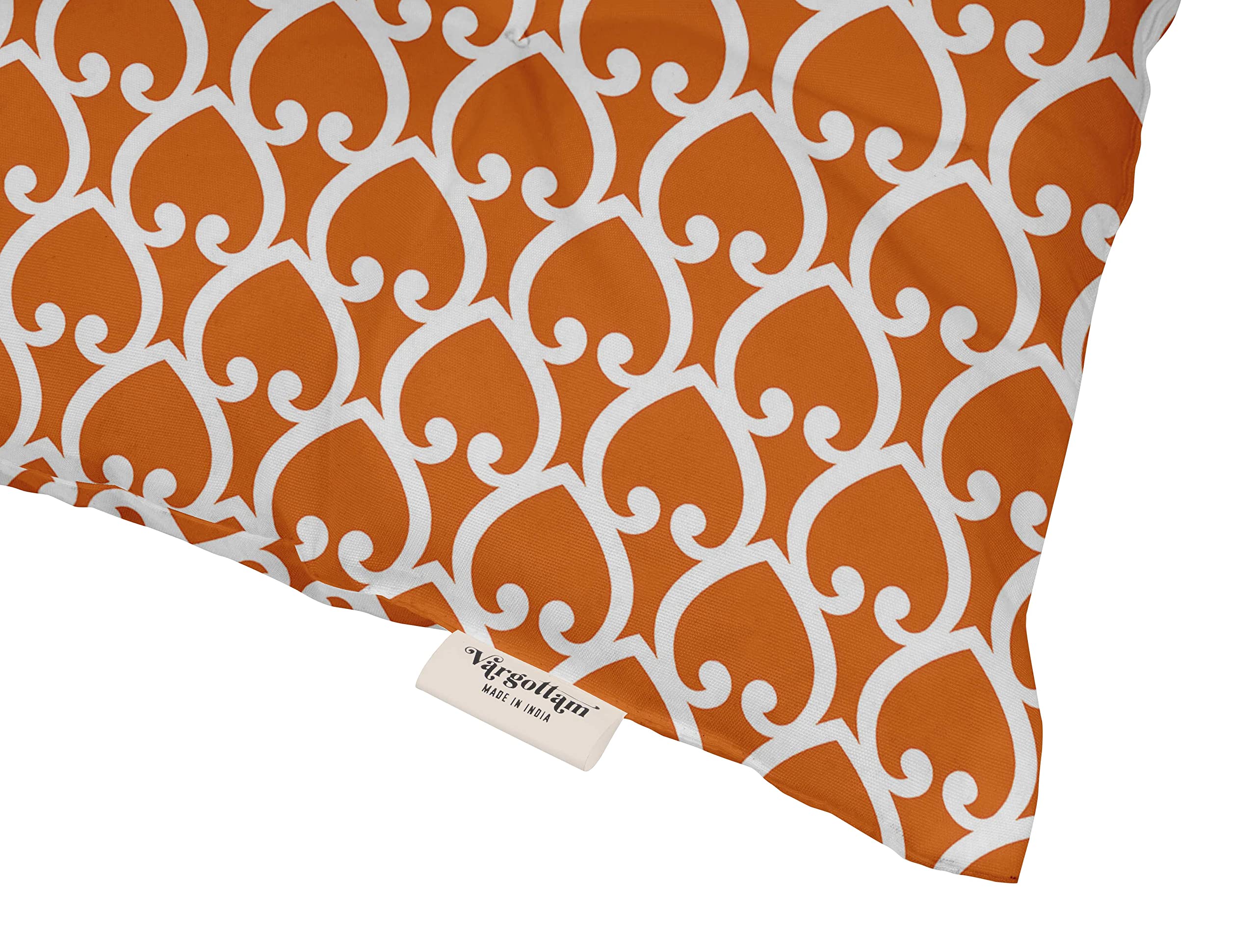 Waterproof 19-Inch Square Tufted Patio Cushion Set of 2 - Indoor/Outdoor Furniture Seat Cushions with Hearts Print in Orange | Perfect for Garden, Deck, Poolside & Outdoor Lounge Chairs