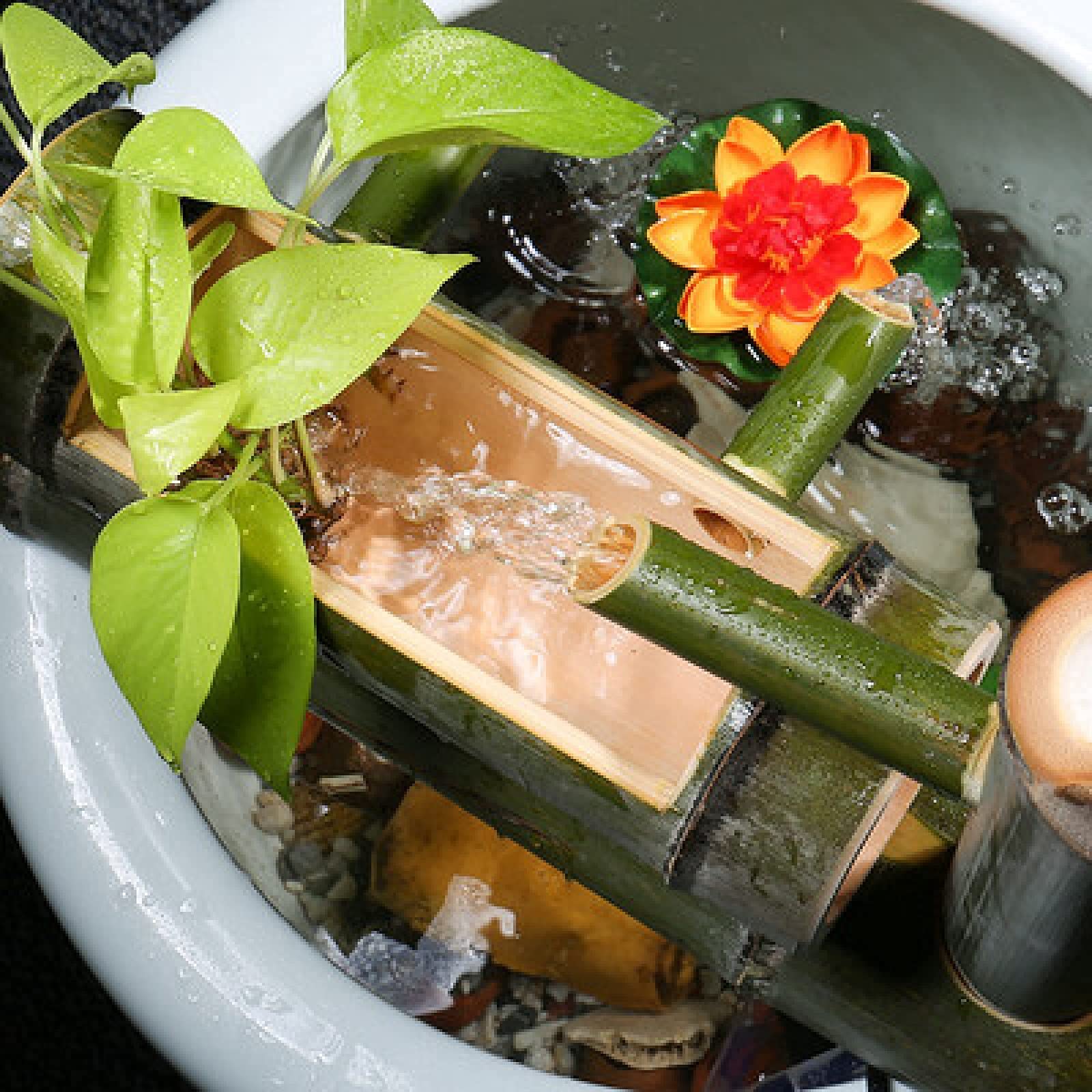 Solar Powered Bamboo Fountain - Outdoor Water Feature for Garden, Fish Tank & Landscaping | Relaxing Water Jet, Lucky Wind Wheel & Natural Humidifier | Perfect for Patio, Backyard & Zen Decor