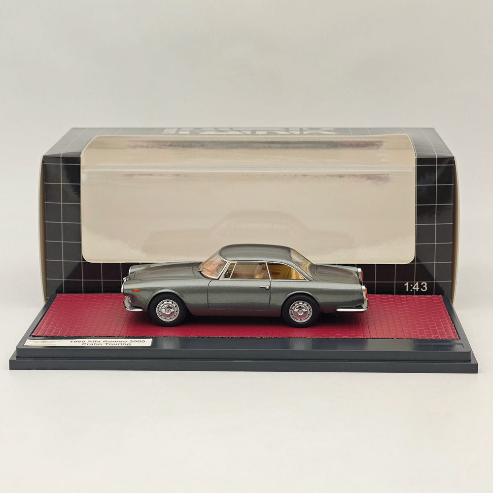 1/43 Scale Alfa Romeo 2000 Praho Touring 1960 Grey Resin Diecast Model Car - Limited Edition Collectible for Display & Italian Vintage Car Enthusiasts