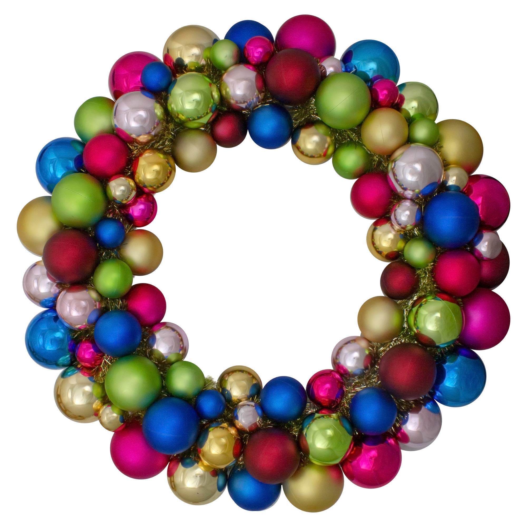 Northlight Rainbow 2-Finish Shatterproof Christmas Wreath - 24 Inch Colorful Holiday Decoration for Front Door, Fireplace & Indoor Decor - Unlit