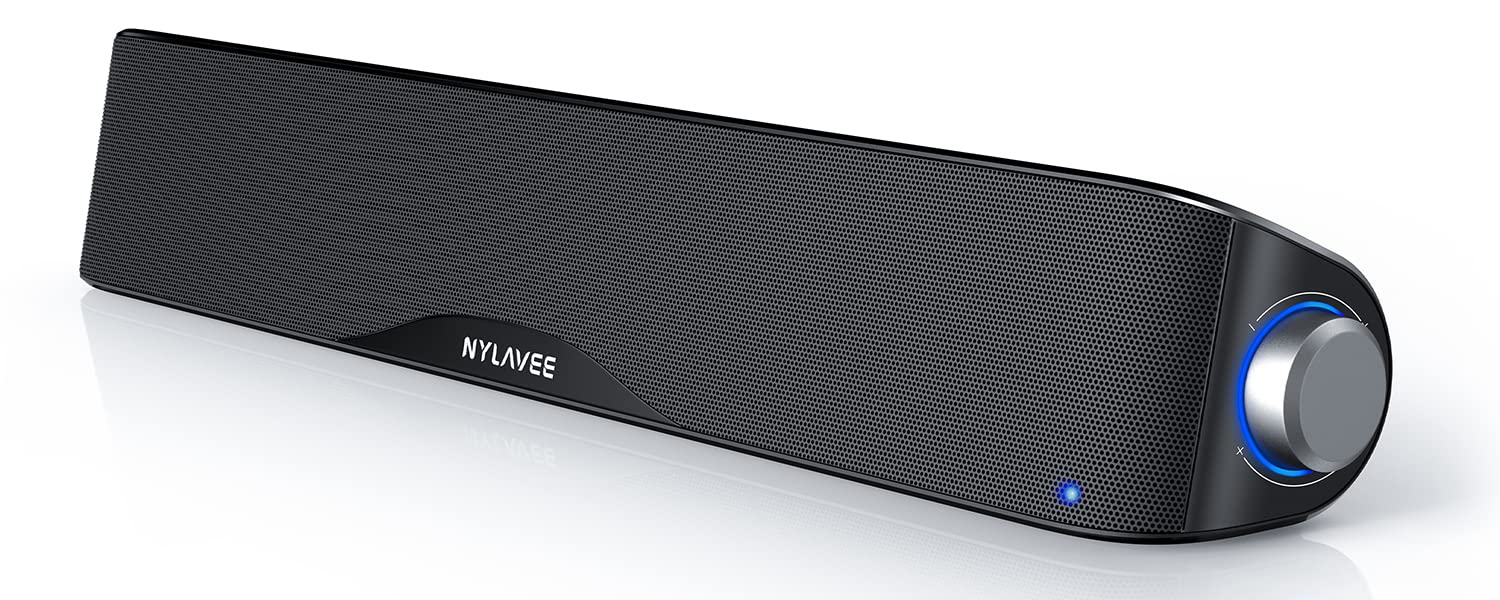 HiFi Sound Quality Computer Sound Bar - USB Powered PC Speakers with Bluetooth 5.0 & 3.5mm Aux-in for Desktop, Laptops, PCs, Phones, Tablets, Xbox - Ideal for Gaming, Home Office, and Entertainment