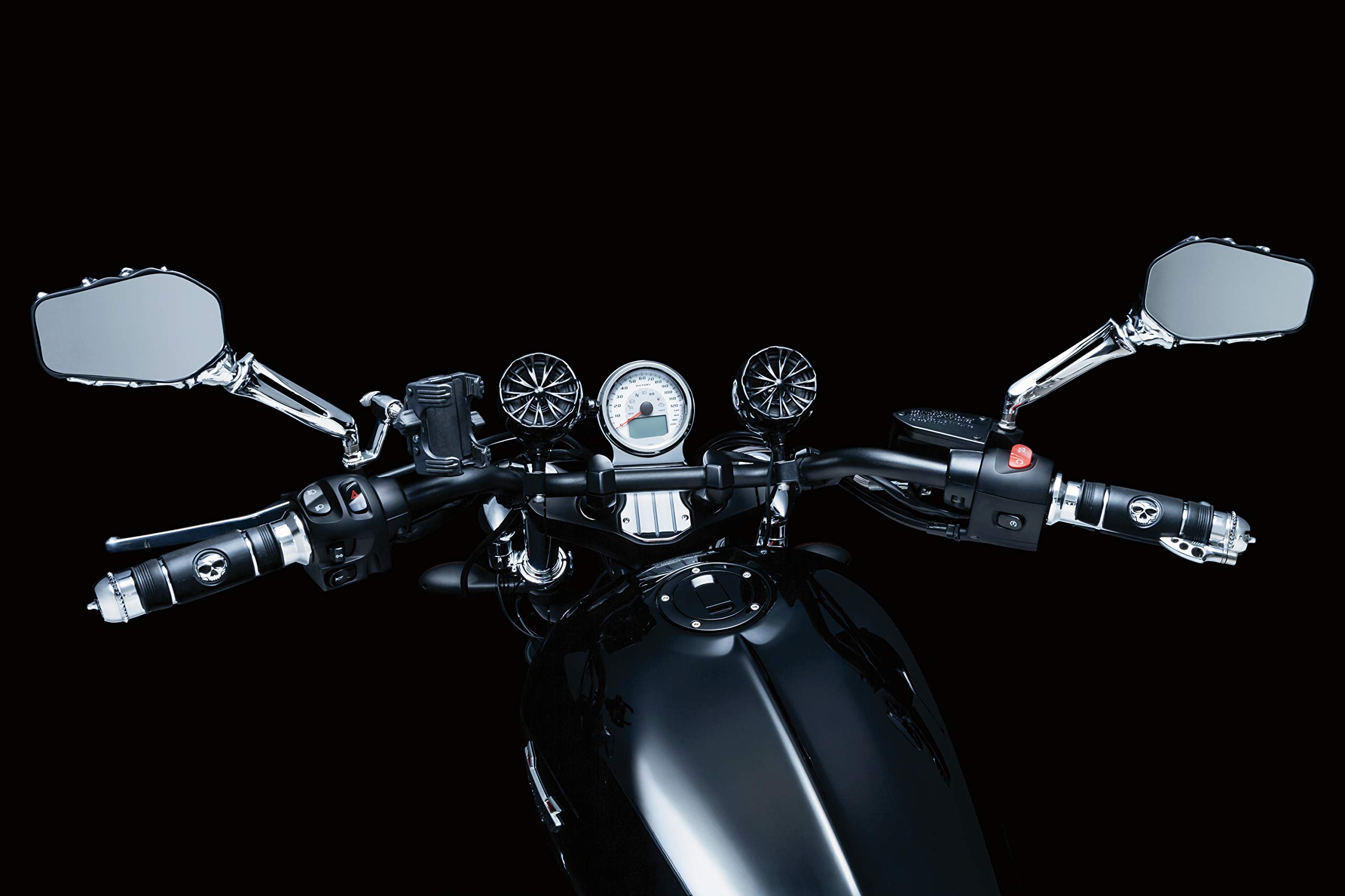Kuryakyn 1759 Skeleton Hand Motorcycle Handlebar Mirrors - Chrome Stems & Black Heads, 1 Pair - Universal Fit for Cruiser, Chopper, and Custom Bikes - Enhances Safety and Style on the Road