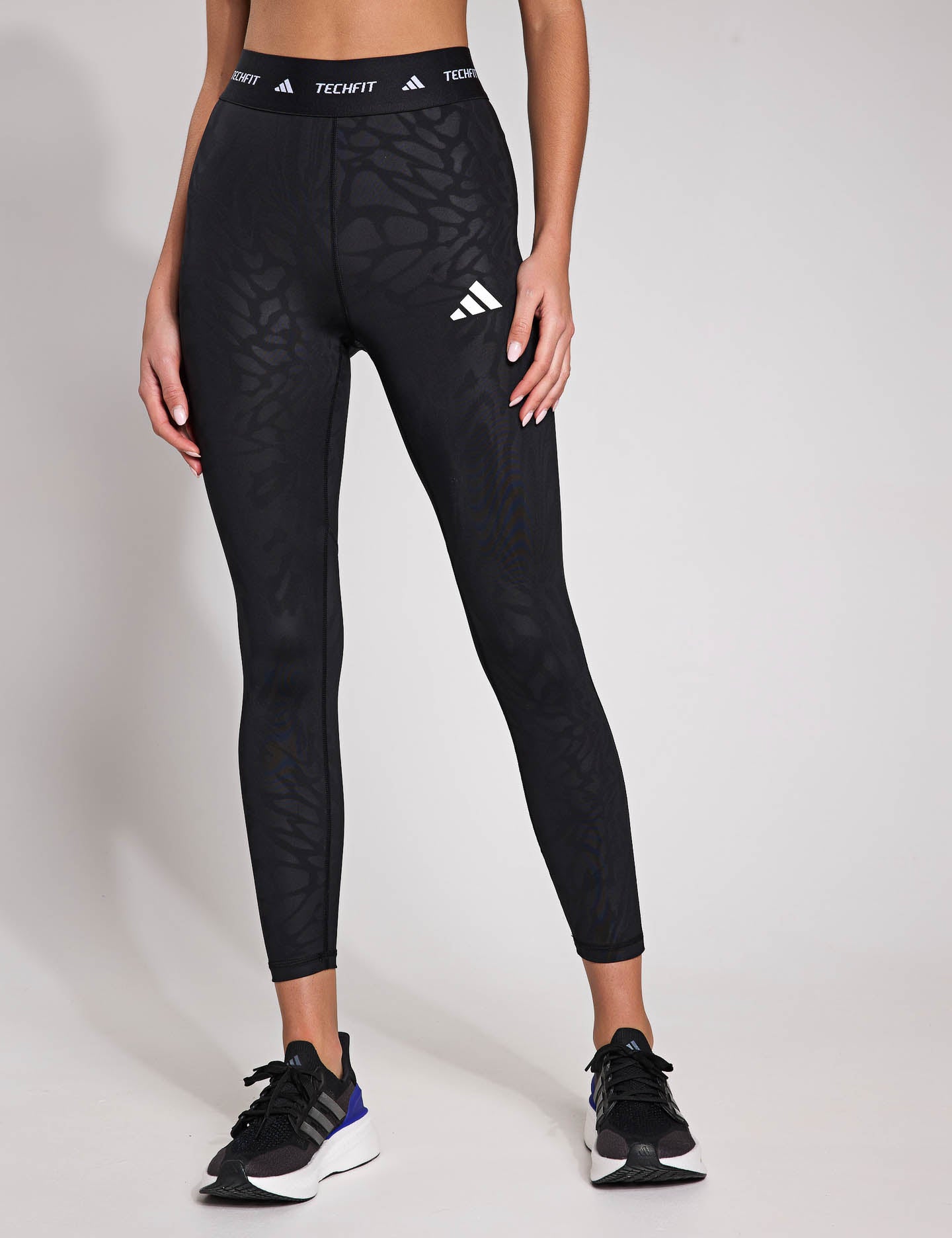 Techfit Printed 7/8 Leggings for Women - High Waist Yoga Pants, Workout Running Tights, Comfortable Gym Leggings (Black) - Perfect for Yoga, Running, Fitness & Lounge Wear