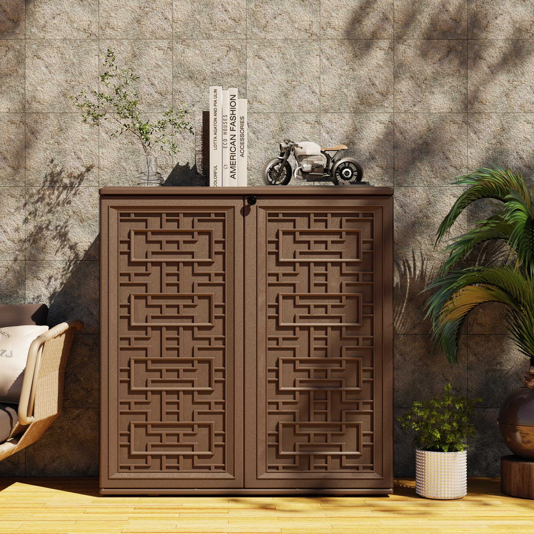Waterproof Indoor Outdoor Storage Cabinet with 1 Shelf - 34.3