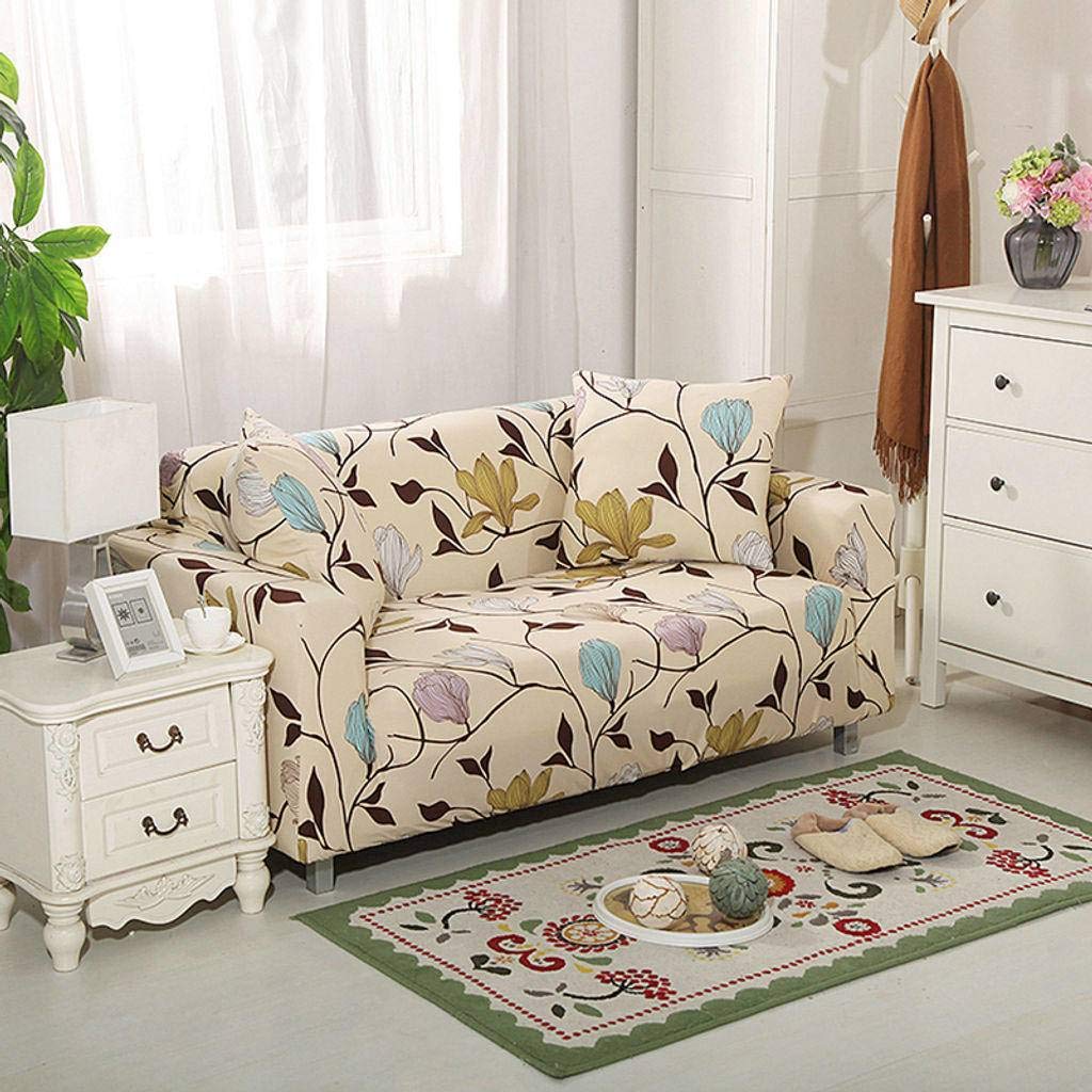 HKPLDE Stretch Sofa Cover for 2 Seater & L-Shape Couches - Washable Jacquard Slipcover Fits 4-Seater Sectionals - Perfect for Living Room, Family Room & Home Decor Protection