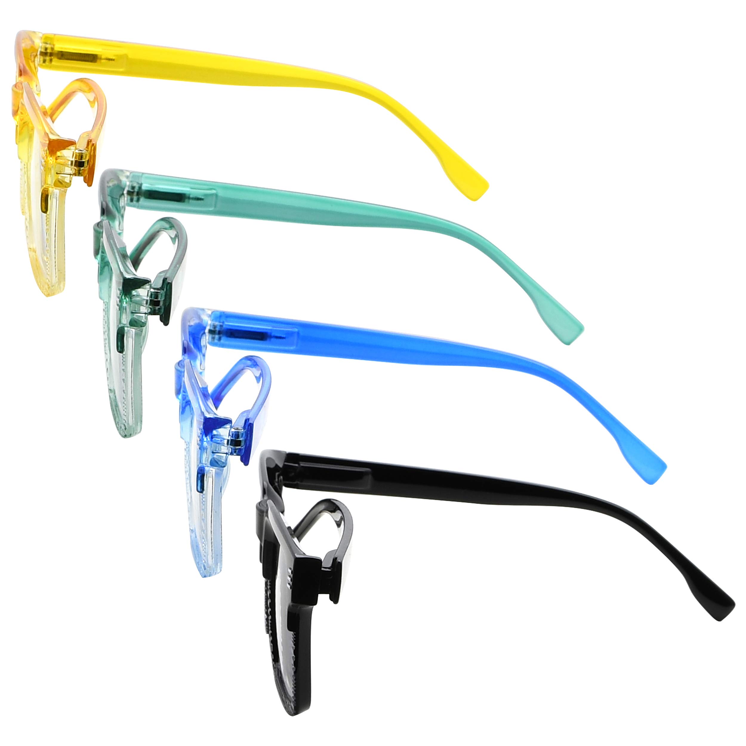 CessBlu Women's 4-Pack Fashion Square Reading Glasses - Oversized Lightweight Readers for Women - Perfect for Reading, Working & Computer Use