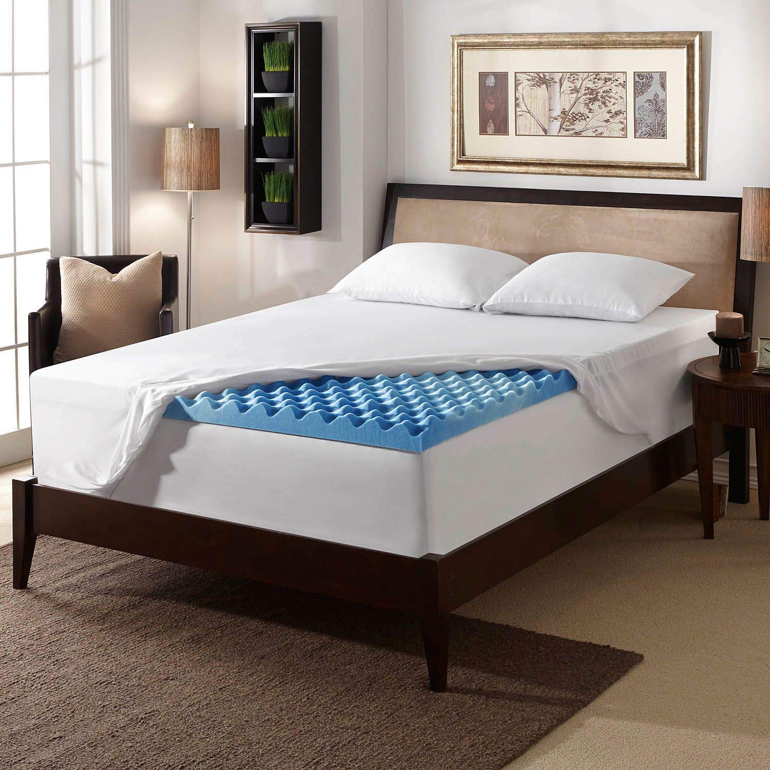 Serta Perfect Sleeper Queen Size 3 Inch Gel Swirl Memory Foam Mattress Topper 60x80 Inches - Cooling Pressure Relief for Back, Side & Stomach Sleepers - Bedroom Comfort Upgrade