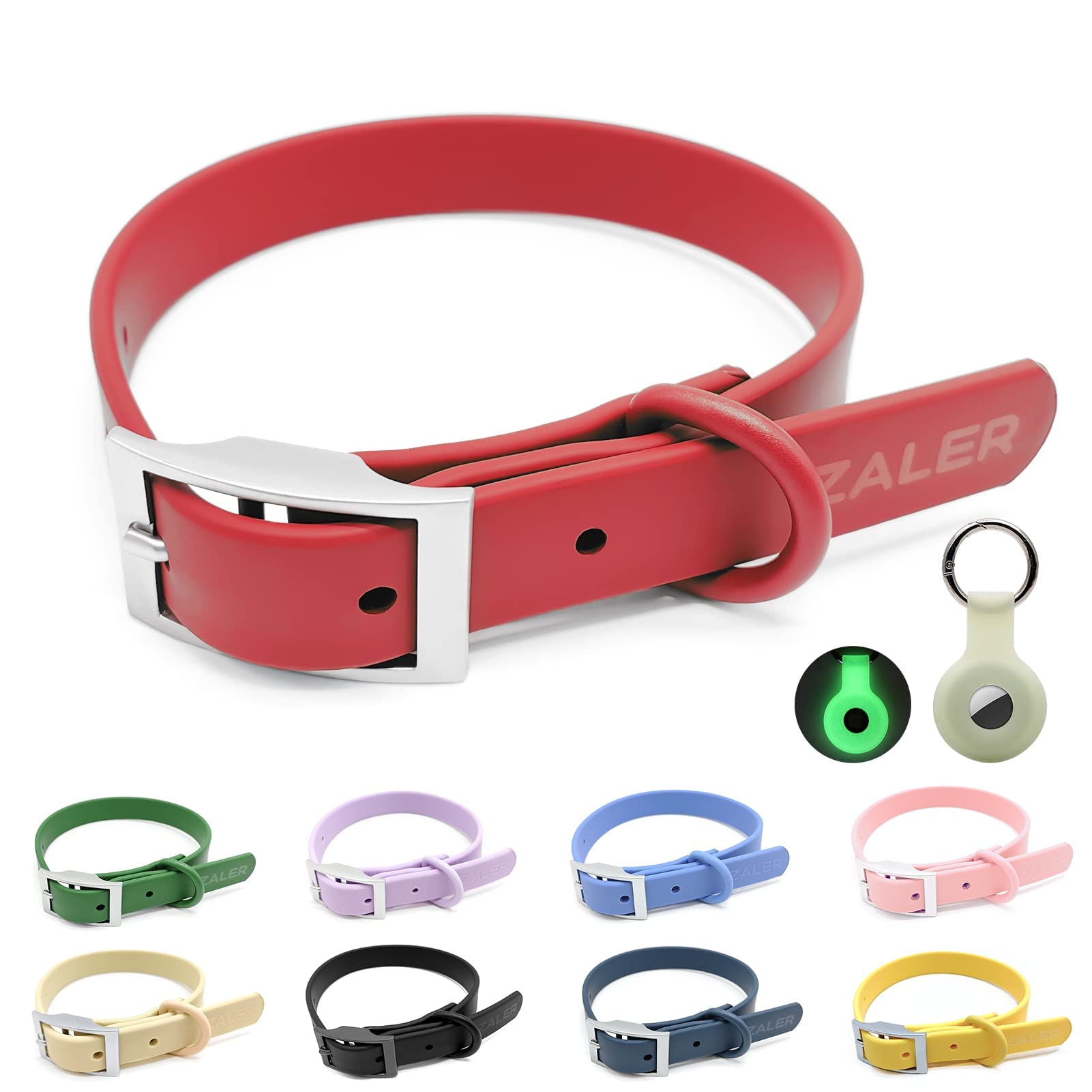 Waterproof Dog Collar - Adjustable Odor Proof Pet Collar for Small Medium Large Dogs - Soft Comfortable Easy Clean Dog Accessories (Strawberry Red, Size S 8.6