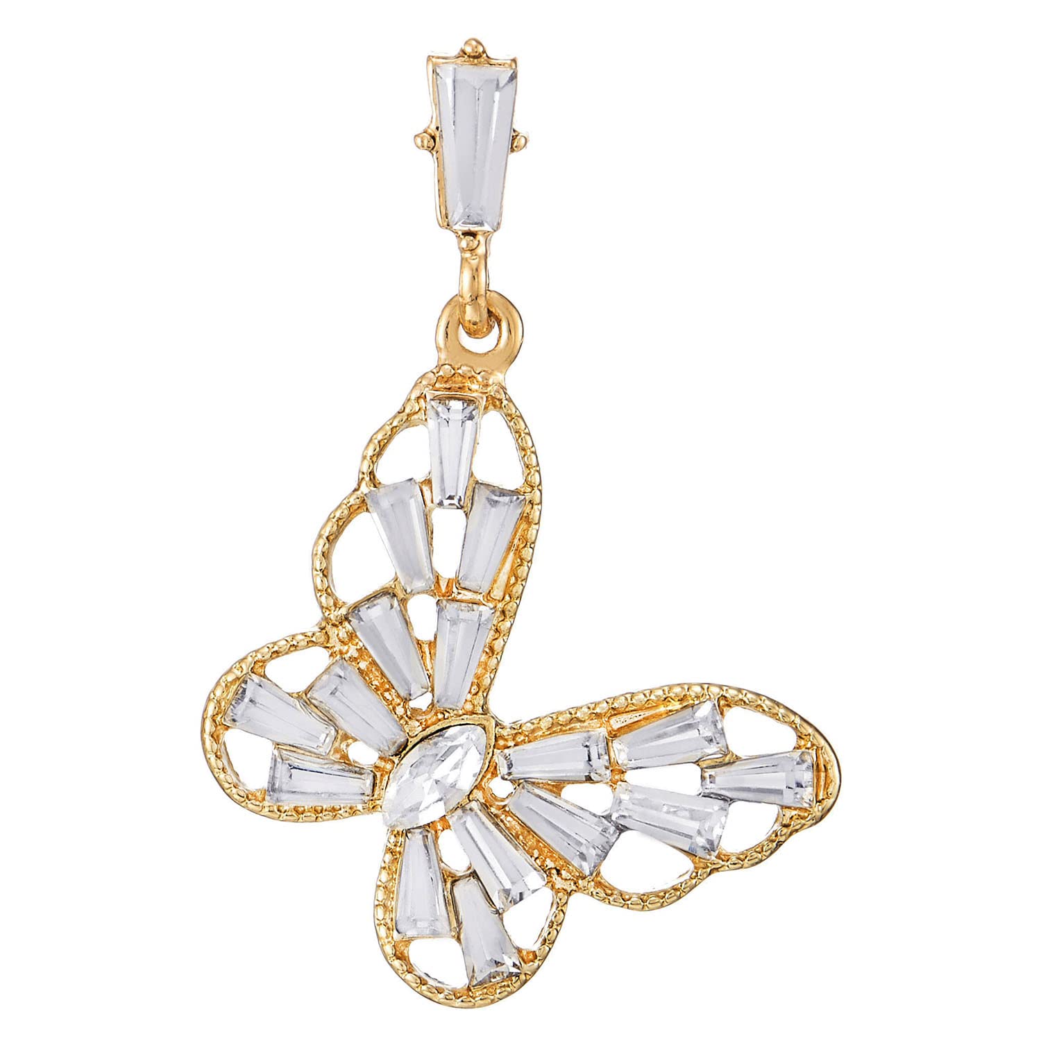 Shiny Gold Butterfly Stud Earrings with Crystals - Party & Wedding Jewelry