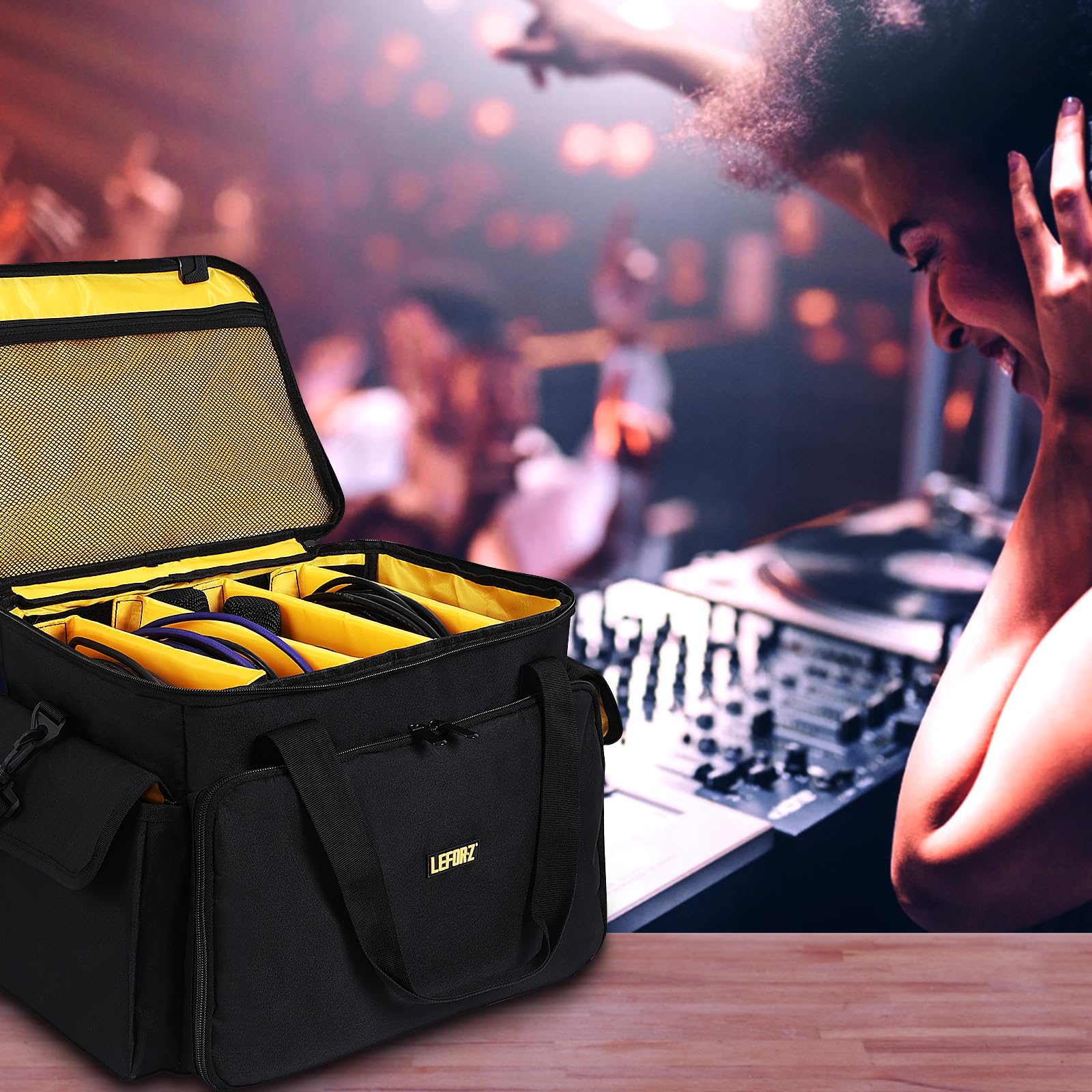 Professional DJ Gear Bag with Detachable Dividers - Travel Music Organizer for Equipment & Accessories | Stage & Studio Use