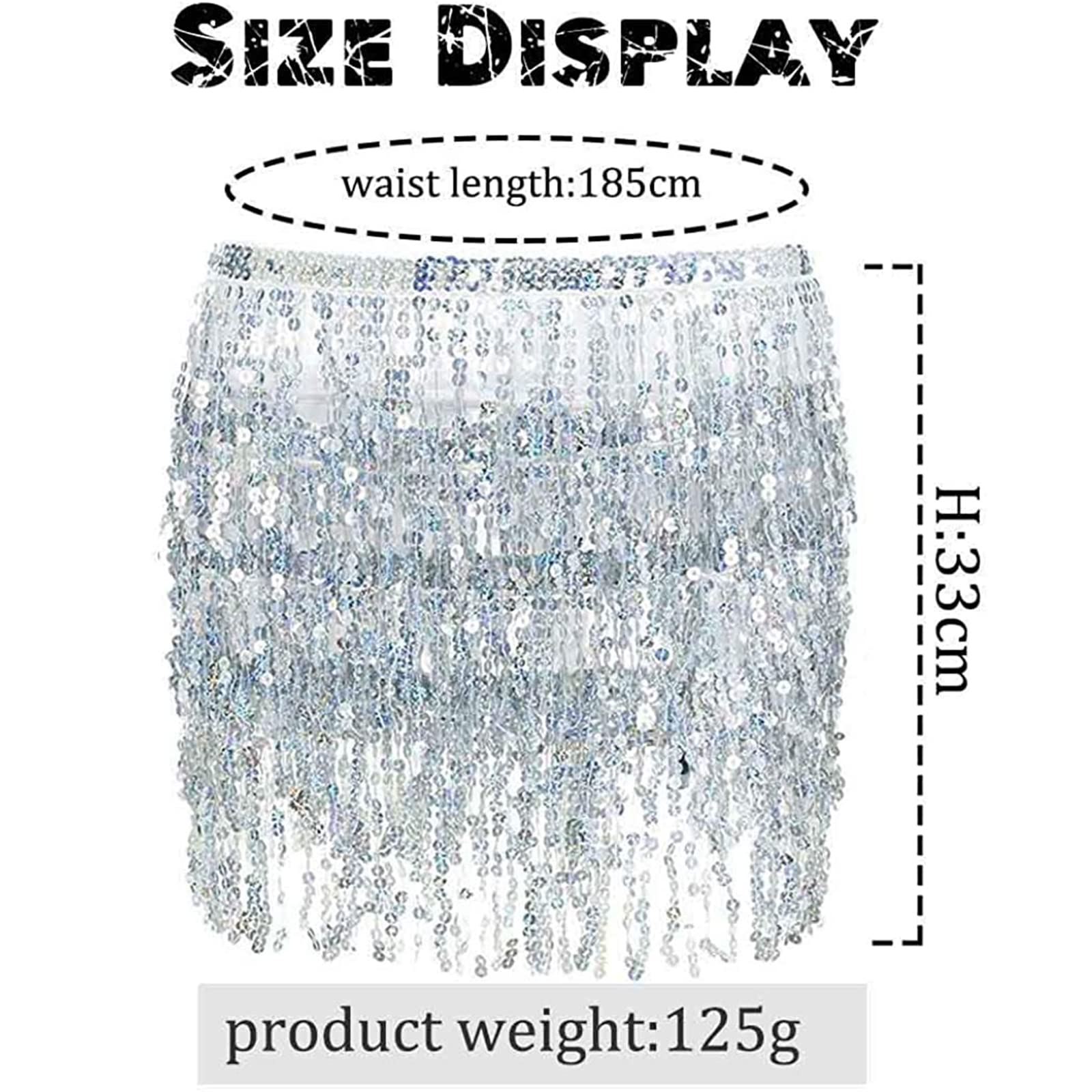 Boho Sequin Fringe Skirt for Women - Belly Dance Hip Scarf, Rave Party Outfit, Festival Costume | Perfect for Dance Performances, Music Festivals & Themed Parties