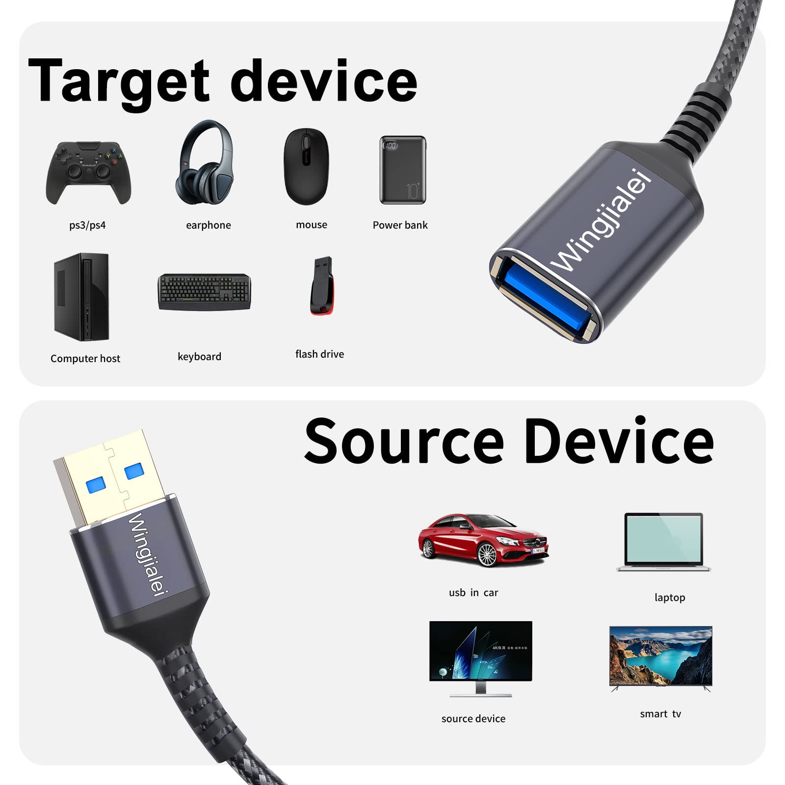 USB 3.0 Extension Cable 4FT - High Speed Male to Female USB Extension Cord for Printer, Keyboard, Flash Drive, Hard Drive, Camera, Playstation, Webcam & Projector - Perfect for Home Office, Gaming Setup & Multimedia Devices