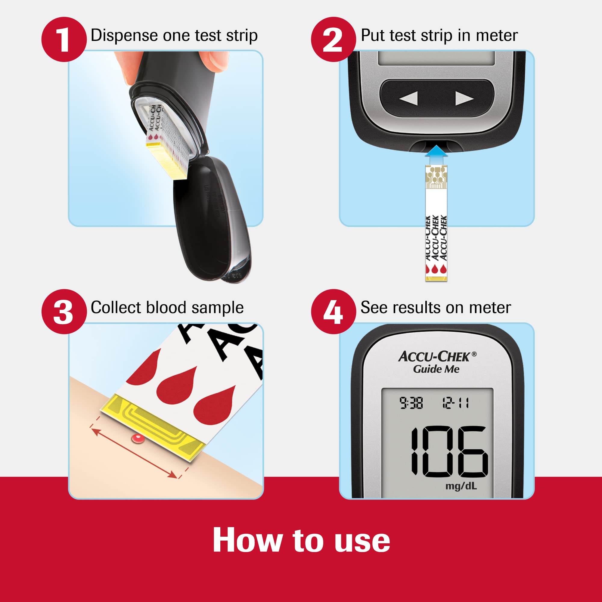 Accu-Chek Softclix Glucose Monitor Kit for Diabetes - Blood Sugar Testing Meter with Lancing Device, 110 Lancets & 100 Test Strips | Home Use for Daily Glucose Monitoring & Diabetes Management
