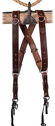 HoldFast Gear Money Maker 2-Camera Harness - Premium Water Buffalo Leather, Burgundy with Silver Hardware (Small) - Perfect for Wedding Photographers & Outdoor Adventure Photography