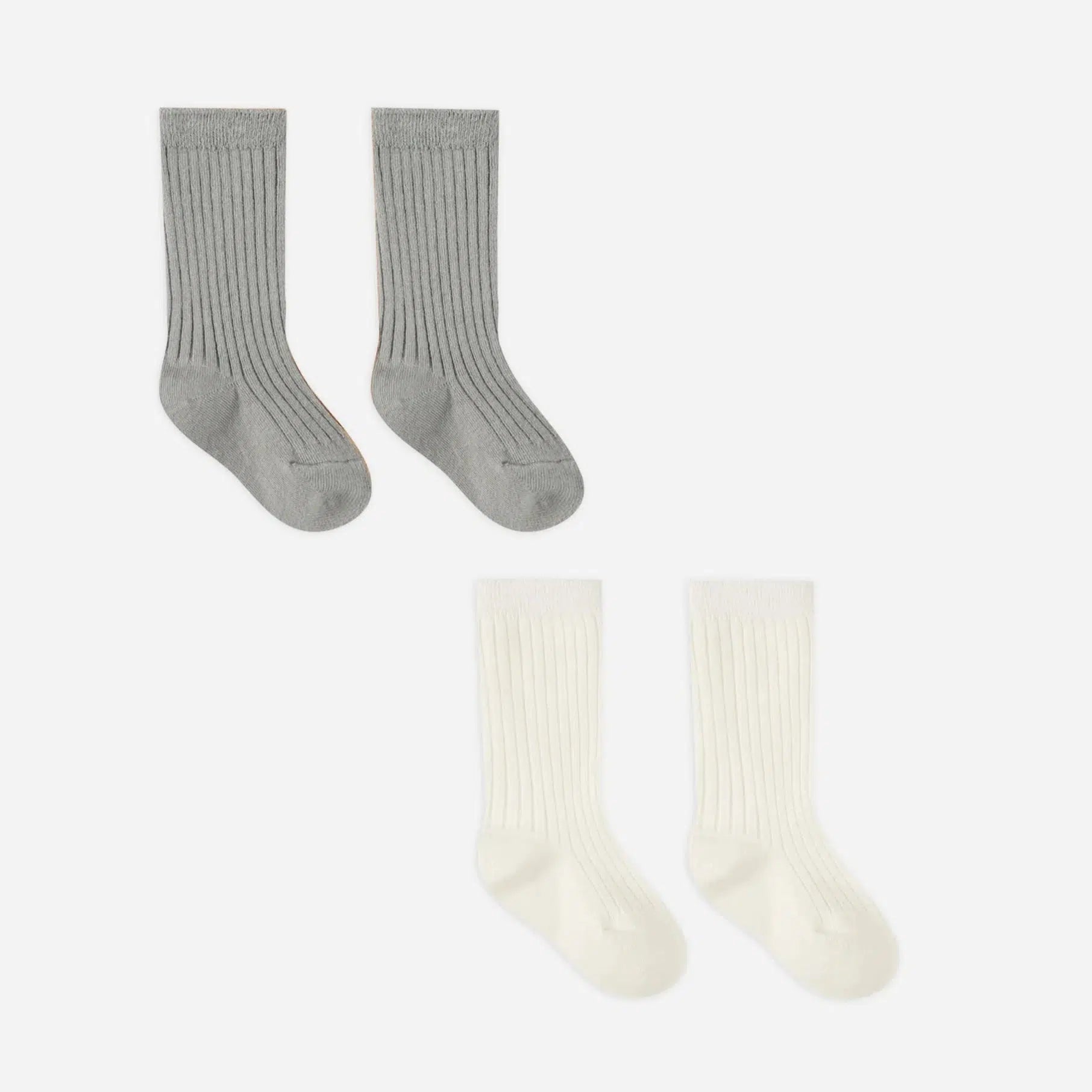 Quincy Mae Organic Cotton Socks Set - 2 Pack Soft Breathable Baby Socks in Ivory & Dusty Blue - Perfect for Newborns, Infants & Toddlers for Everyday Wear, Playtime & Gift Giving