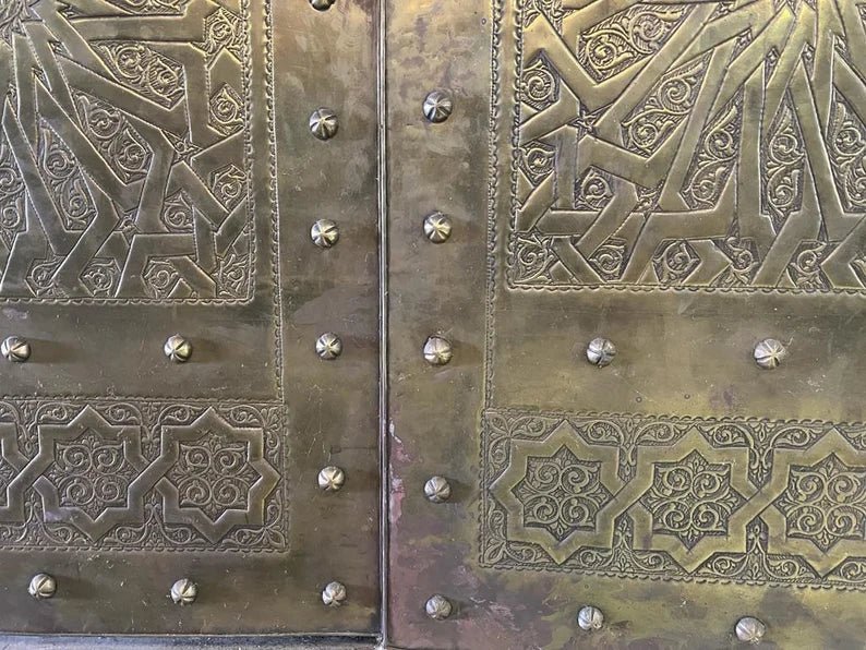 Handmade Designer Gold Moroccan Royal Double Door - Elegant Home Decor for Living Room, Bedroom & Entryway