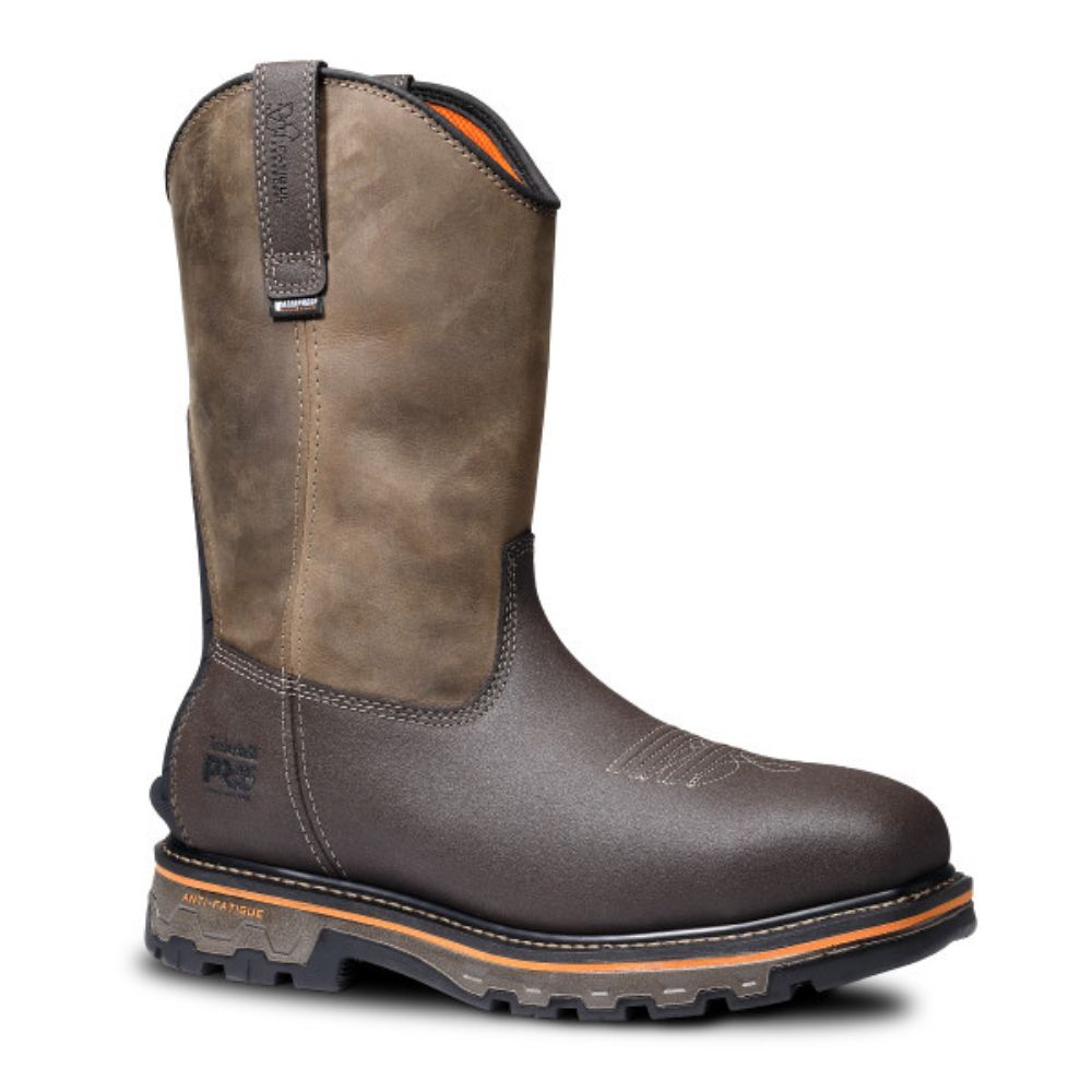 Timberland PRO® True Grit Men's Waterproof Composite Toe Pull-On Work Boots - Slip Resistant Safety Shoes for Construction & Outdoor Work (Brown, Model TB0A5U6Y214)