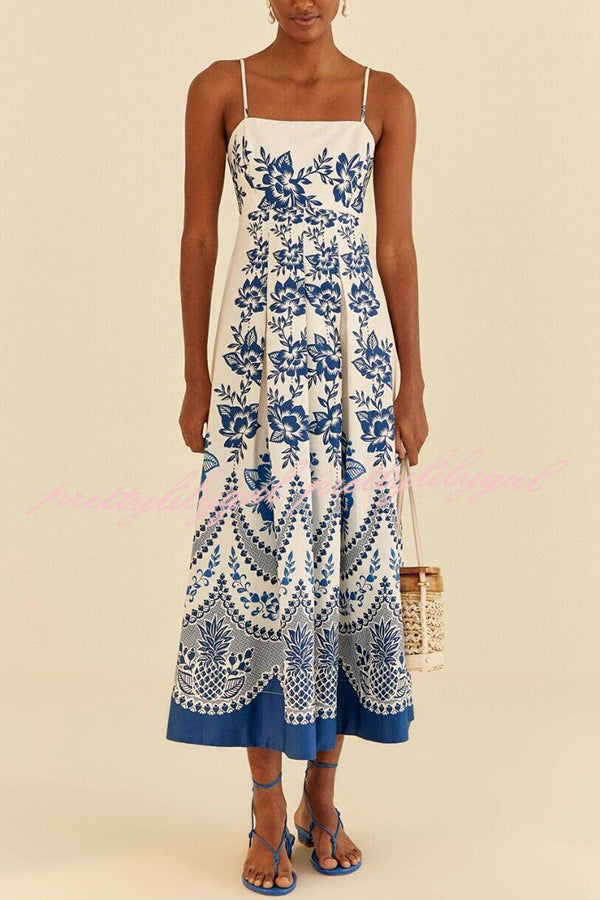 Floral Print Smocked Back Loose Midi Dress - Boho Chic Vacation Wear for Beach Getaways & Summer Outings