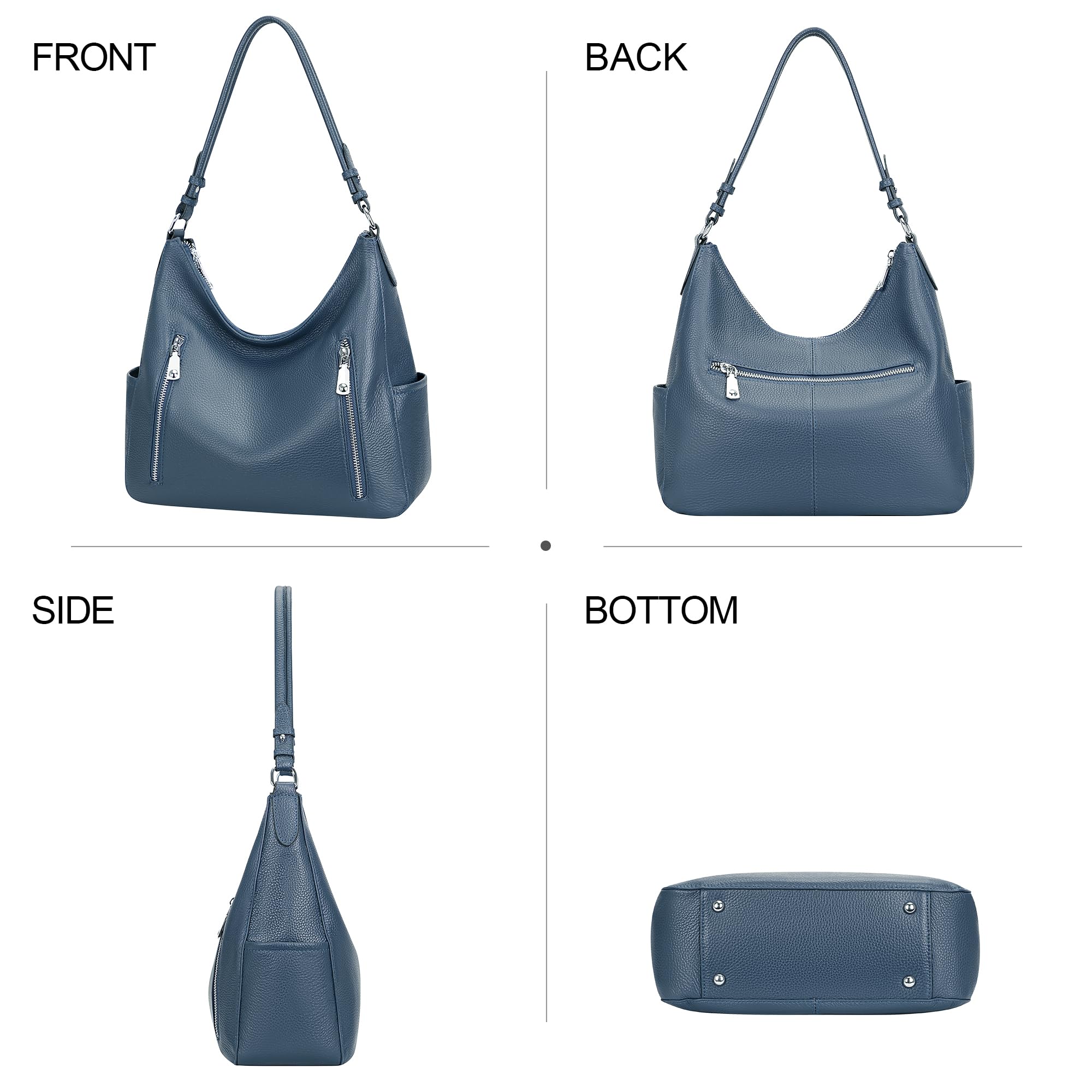 Genuine Leather Hobo Shoulder Bag for Women - Stylish Crossbody Purse with Medium Size - Perfect for Work, Travel & Everyday Use