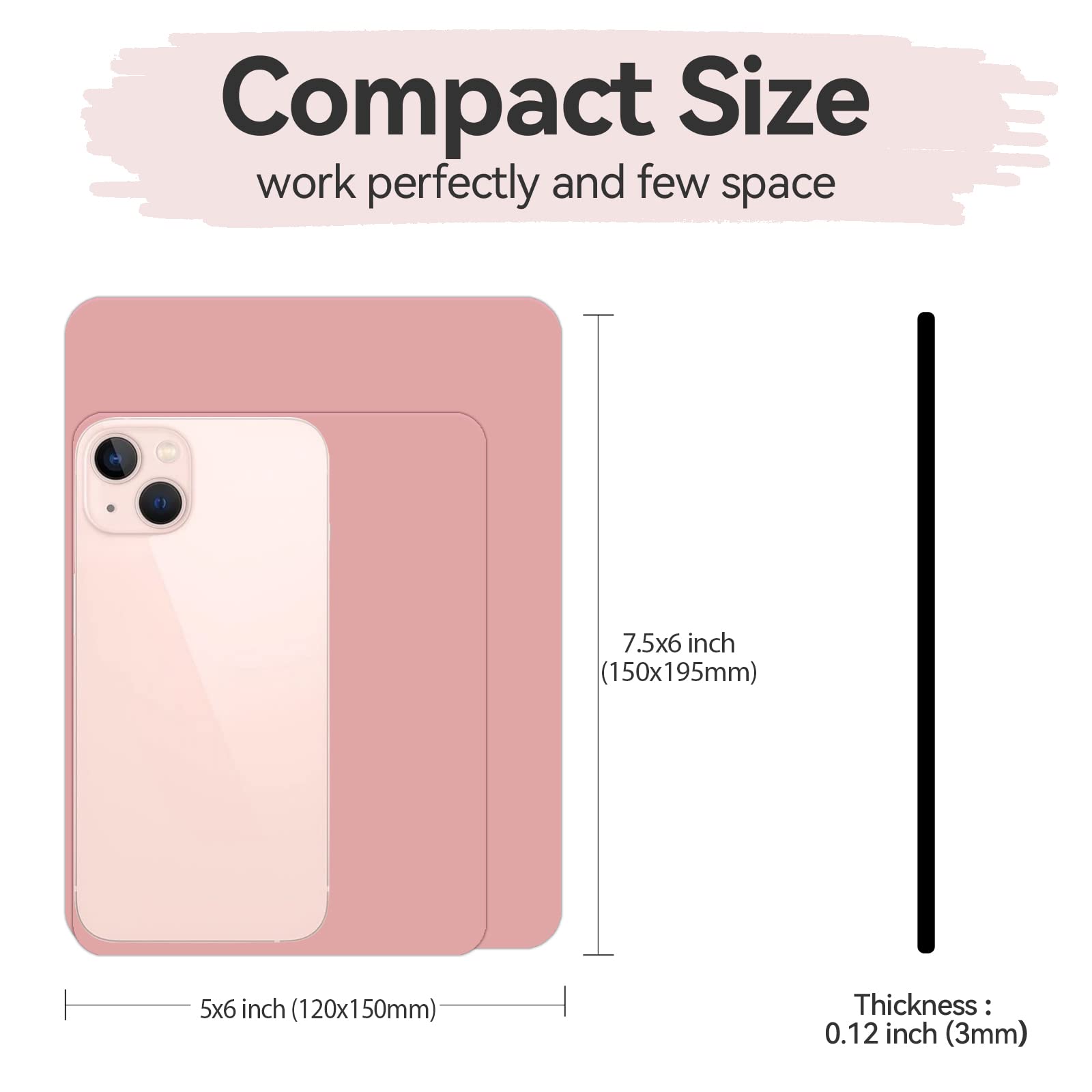 Premium Small Mouse Pad Set - 5x6 & 5.7x7.5 Inch Mini Mouse Pads with Non-Slip Rubber Base | Portable, Waterproof, Wireless Mouse Compatible | Perfect for Laptop, Office & Gaming (Pink)