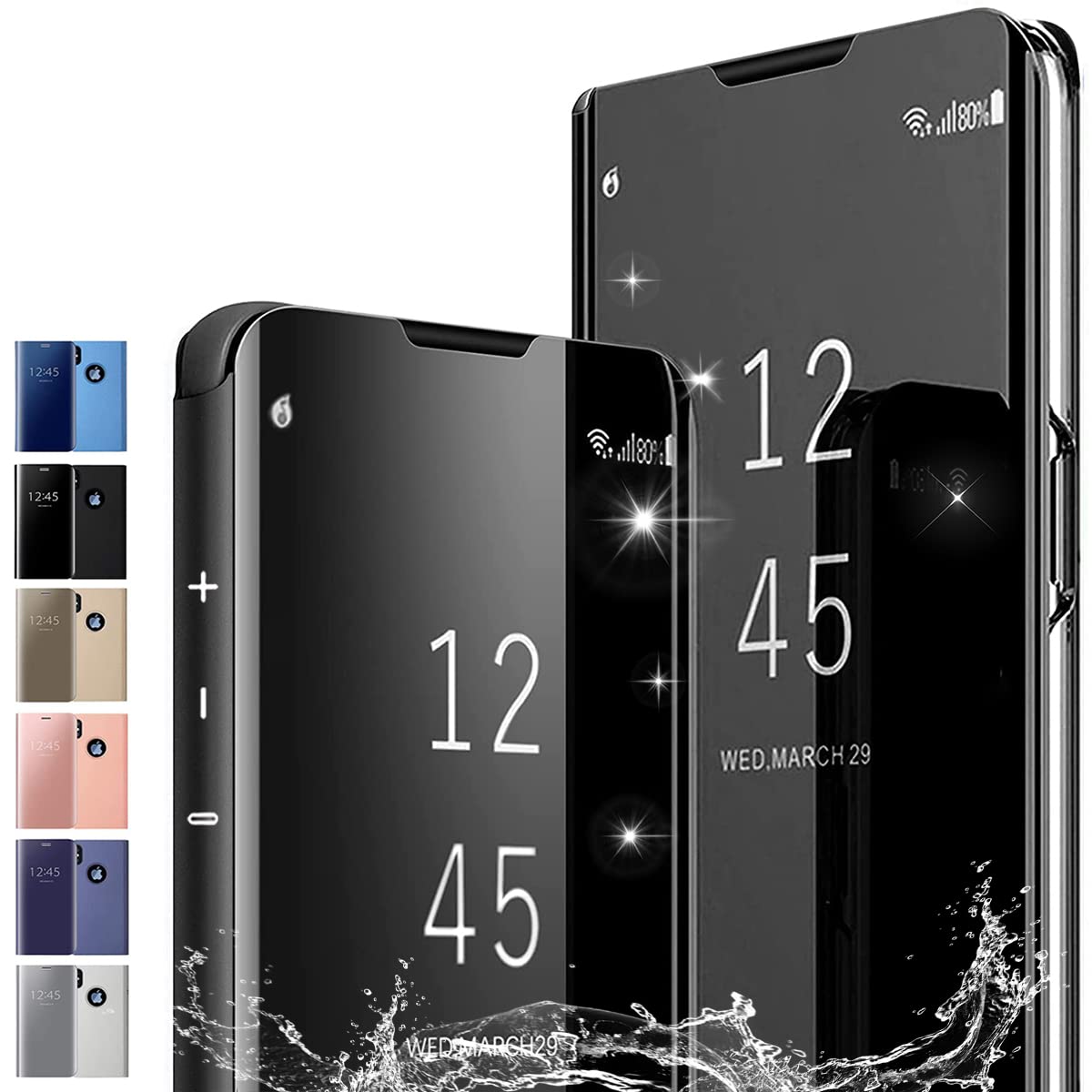 Xiaomi Mi 9 Phone Case - Flip Mirror Stand Cover with Shockproof Protection, PC/PU Translucent Clear View Case for Xiaomi Mi 9 (Black) - Perfect for Work, Travel & Daily Use