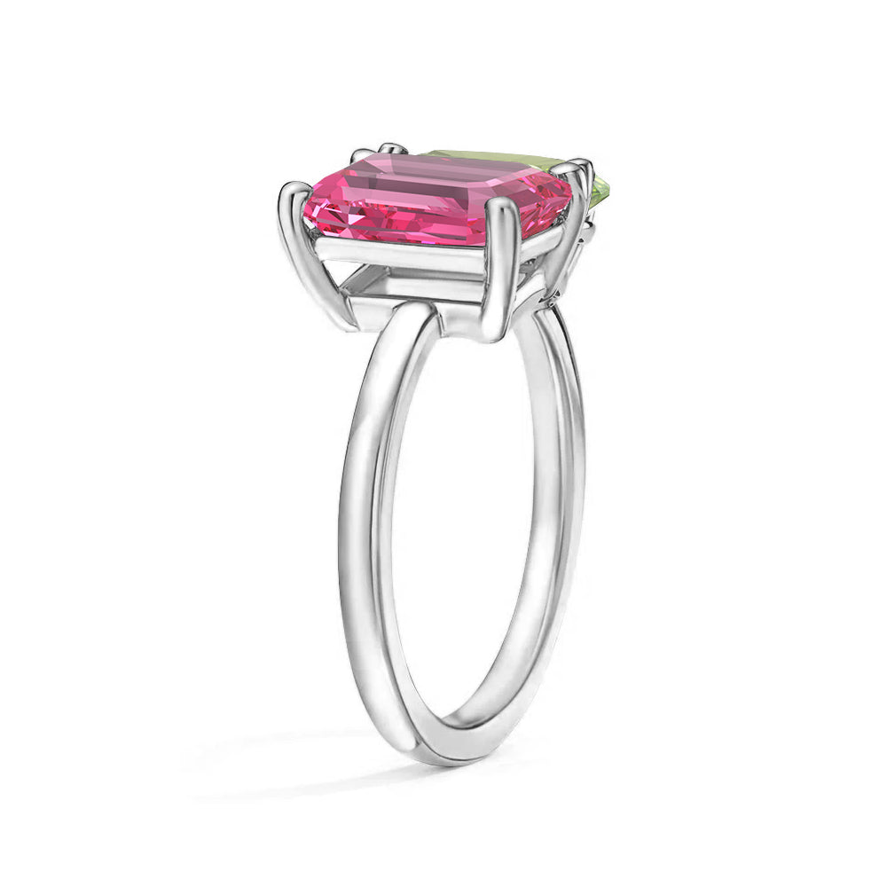Personalized Pink Tourmaline Toi et Moi Ring - Custom Birthstone Anniversary Jewelry for Couples, Women's Romantic Gift for Valentine's Day, Engagement or Special Occasions